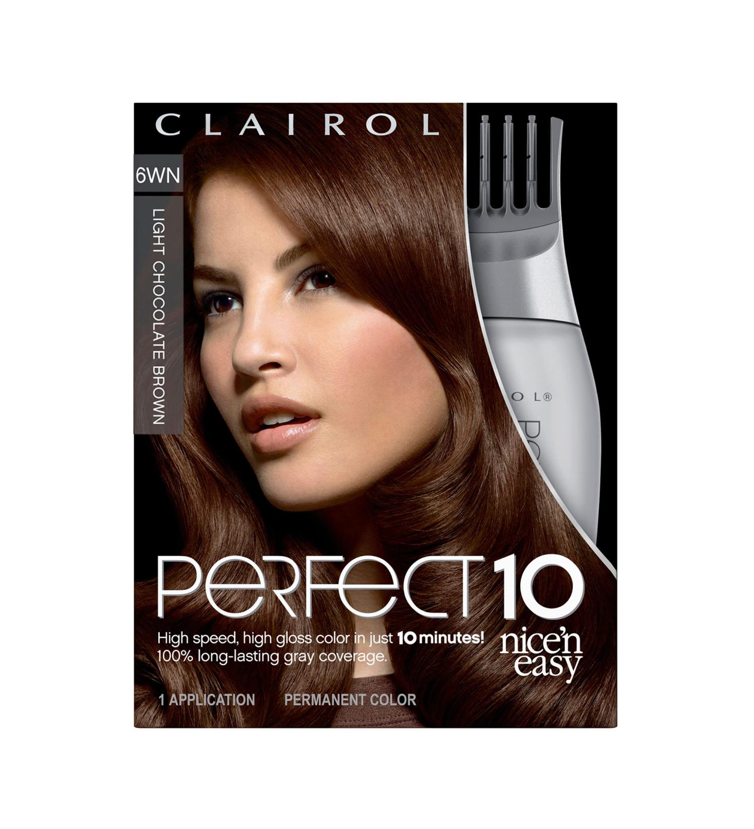Clairol Nice'n Easy Perfect 10 6WN Light Chocolate Brown Permanent Hair Dye - Pack of 1 - Buy Online on GoSupps.com