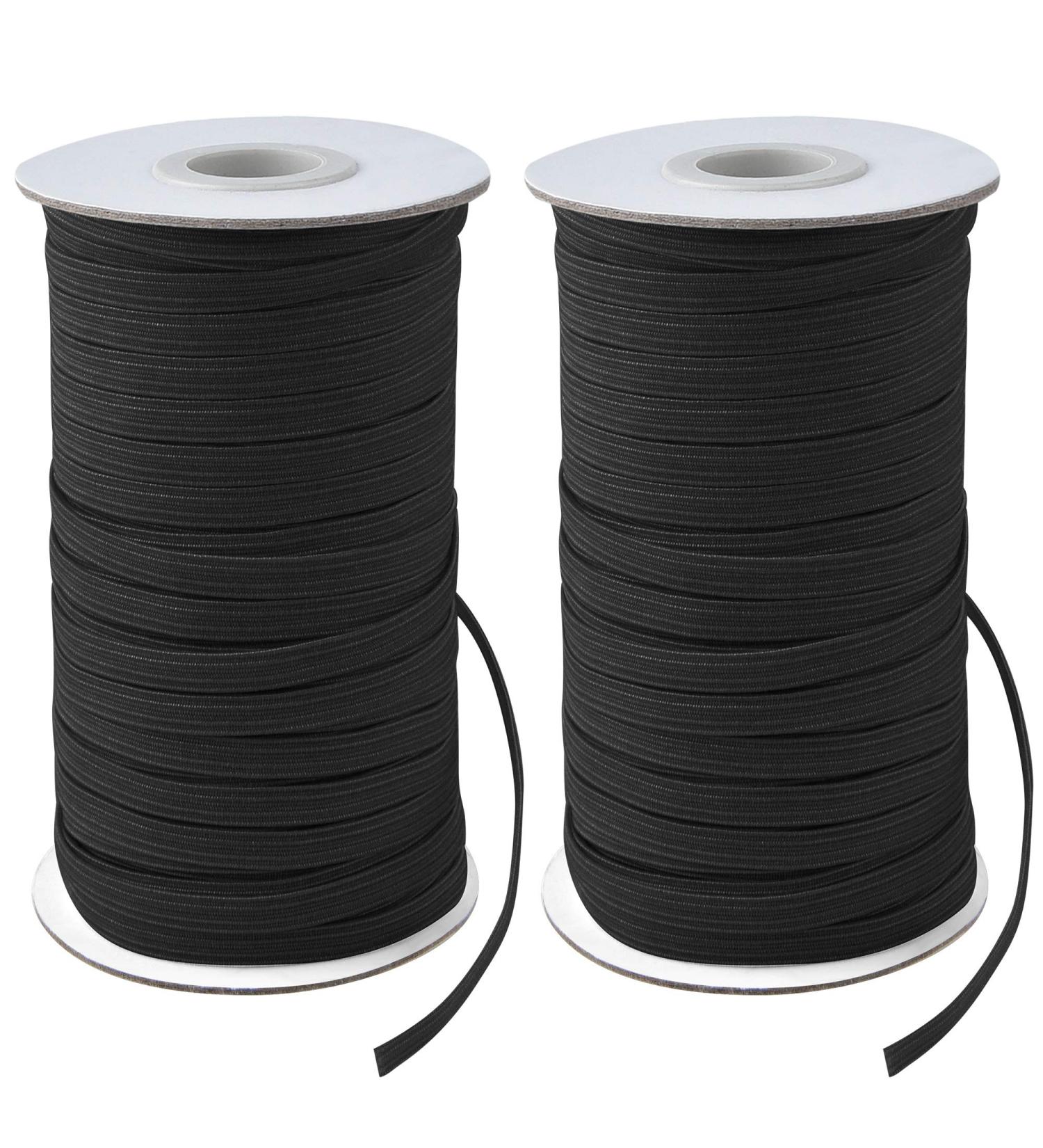 Coopay 80 Yards 1/4 Inch Elastic Cord Elastic Bands - 2 Rolls, Heavy Stretch Knit Elastic Rope for Sewing - Black - Buy Online on GoSupps.com