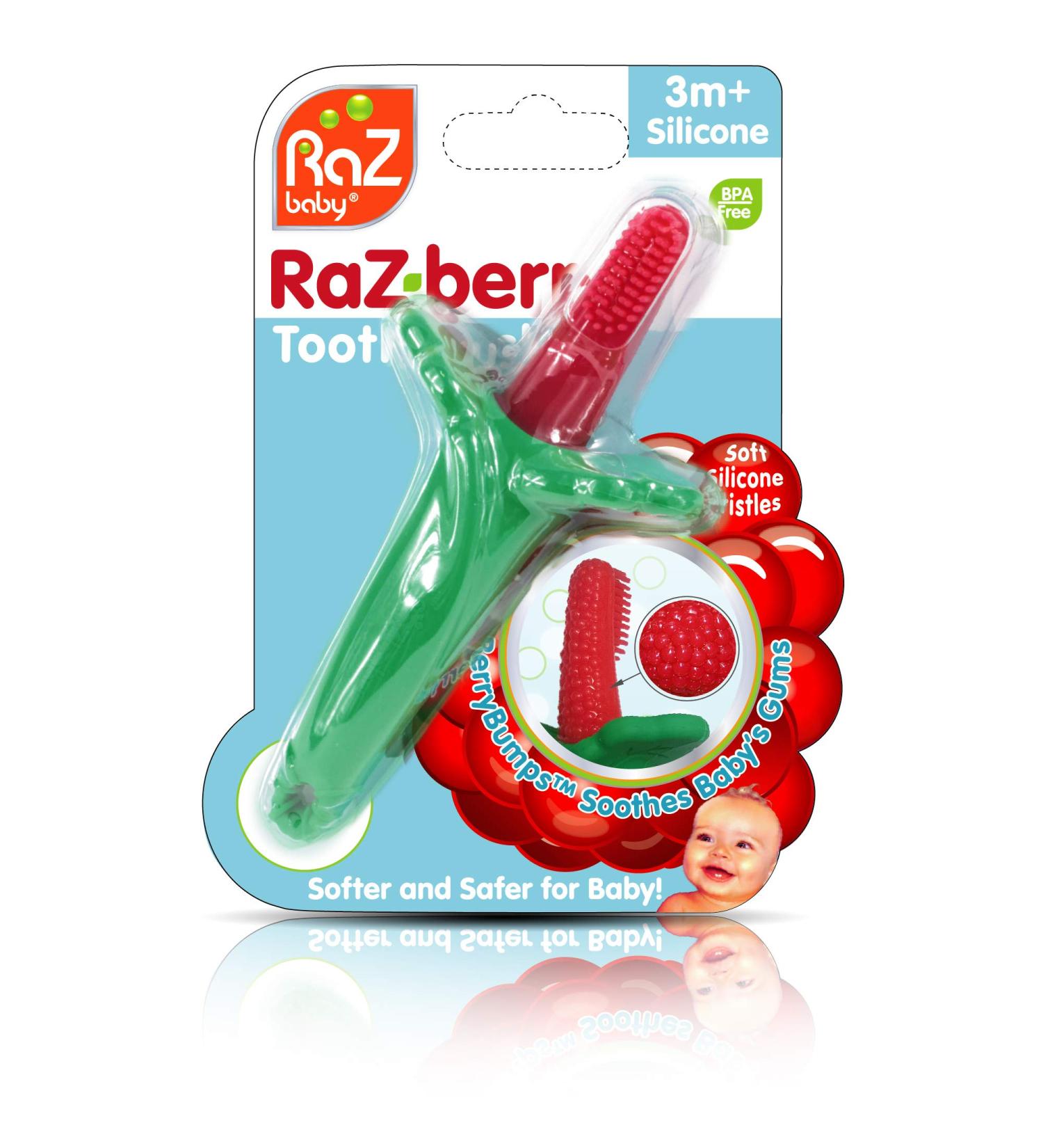 Razbaby RaZberry Baby Teether & Toothbrush - BerryBumps for Soothing Sore Gums - 1 Oz - Buy Online on GoSupps.com