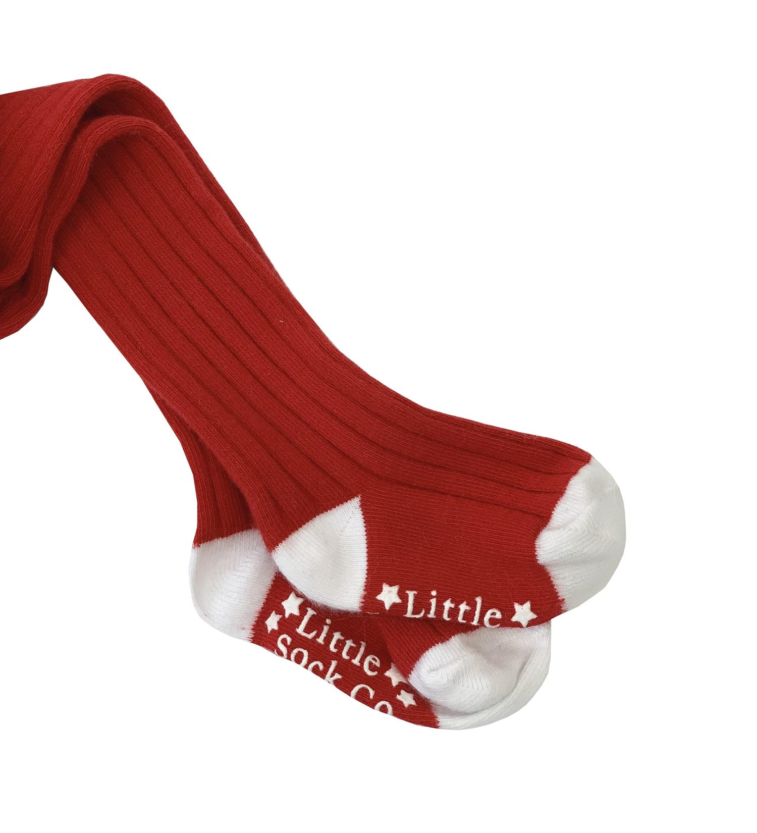 Non-Slip Super Soft Ribbed Girls Tights - Red | Cozy Anti-Skid Winter Wear for Active Toddlers | 1 Year - Buy Online on GoSupps.com