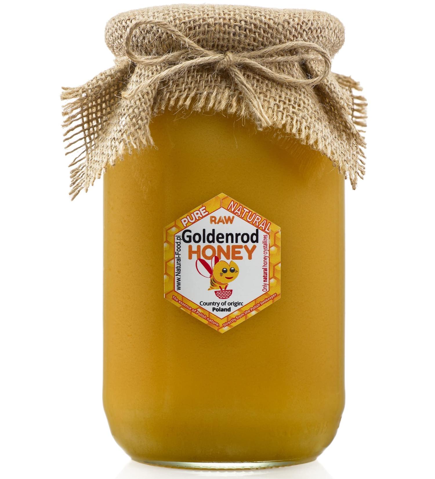 RAW HONEY directly from the beekeeper in Poland | 1 1 KG | GOLDENROD honey | Raw natural very healthy without additives. Unfiltered not centrifuged or heated | Made by bees GOLDENROD honey 1.10 kg (Pack of 1)