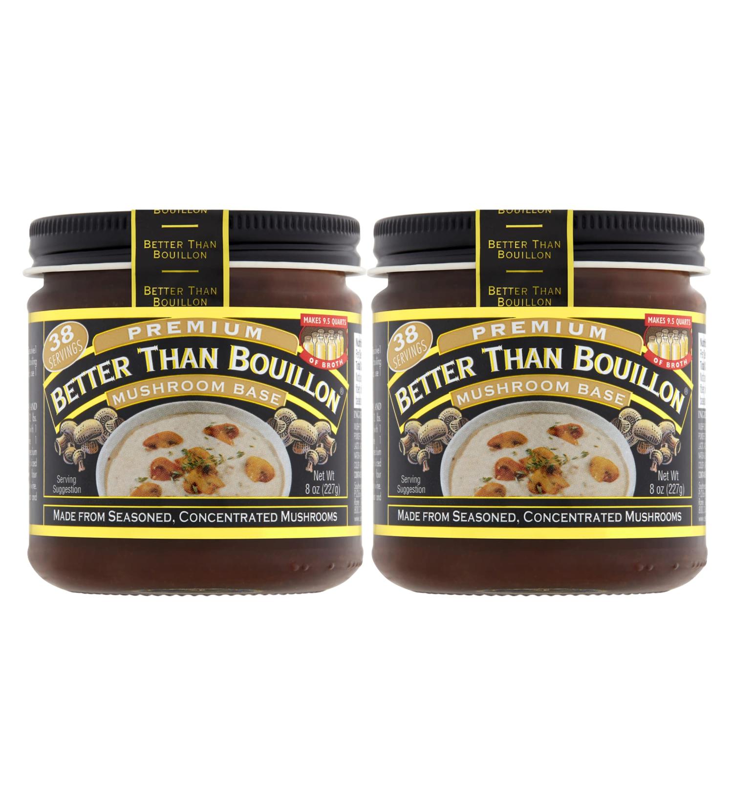 Better Than Bouillon Premium Mushroom Base 8 oz - Pack of 2 | Seasoned & Concentrated | Makes 9.5 Quarts | 38 Servings - Buy Online on GoSupps.com