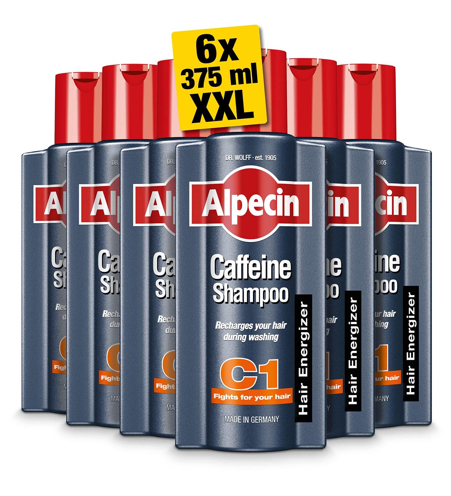 Alpecin Caffeine Shampoo C1 6x 375ml | Prevents and reduces hair loss | Natural hair growth shampoo for men - Buy Online on GoSupps.com