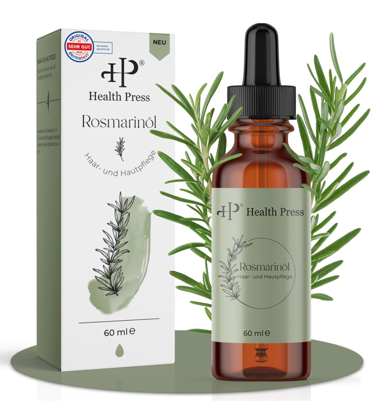 Health Press Huile de Romarin 60 ml Huile Naturelle pour Cuir Chevelu | Stimule la Croissance des Cheveux & R duit la Chute | Soin Capillaire & Peau Pour Tous Types de Cheveux - Buy Online on GoSupps.com