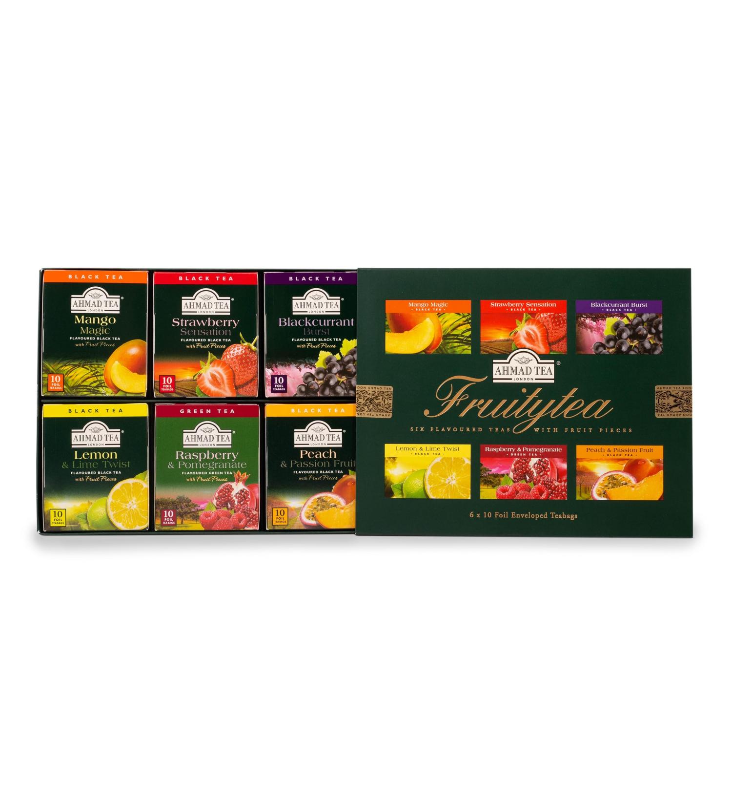 Ahmad Tea Fruit Tea Selection Pack | Fruity Black teas Fruity Green teas | Perfect fruit tea gift | 60 Teabag Sachets | 6 Flavours Fruit Tea Selection 60 Count (Pack of 1) - Buy Online on GoSupps.com