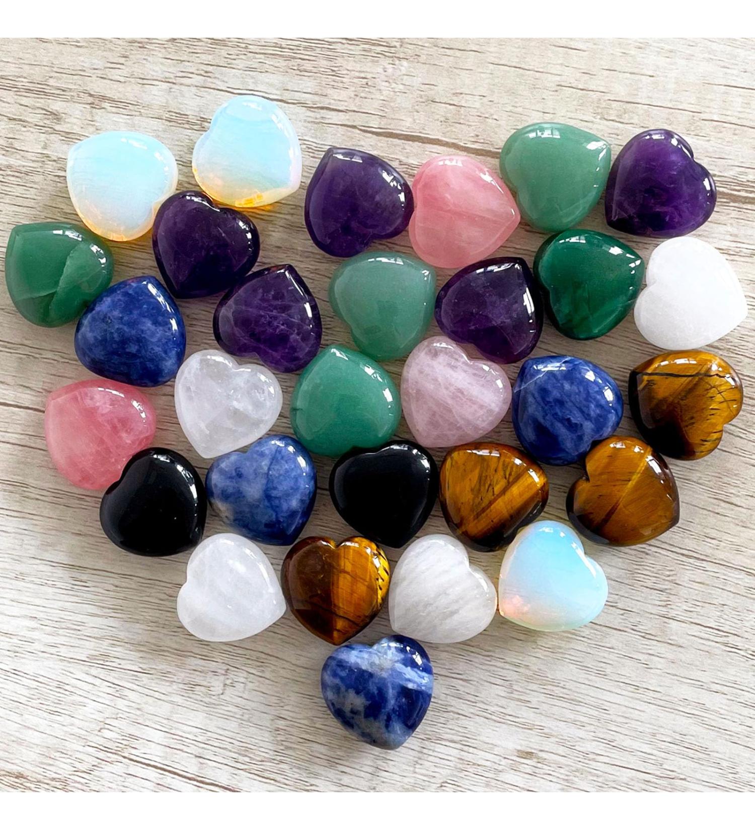 Buy Xiannvxi 8pcs Heart Crystal Set - Amethyst Clear Quartz Rose Quartz Healing Stones for Beginners | Natural Reiki Palm Gemstones - Buy Online on GoSupps.com
