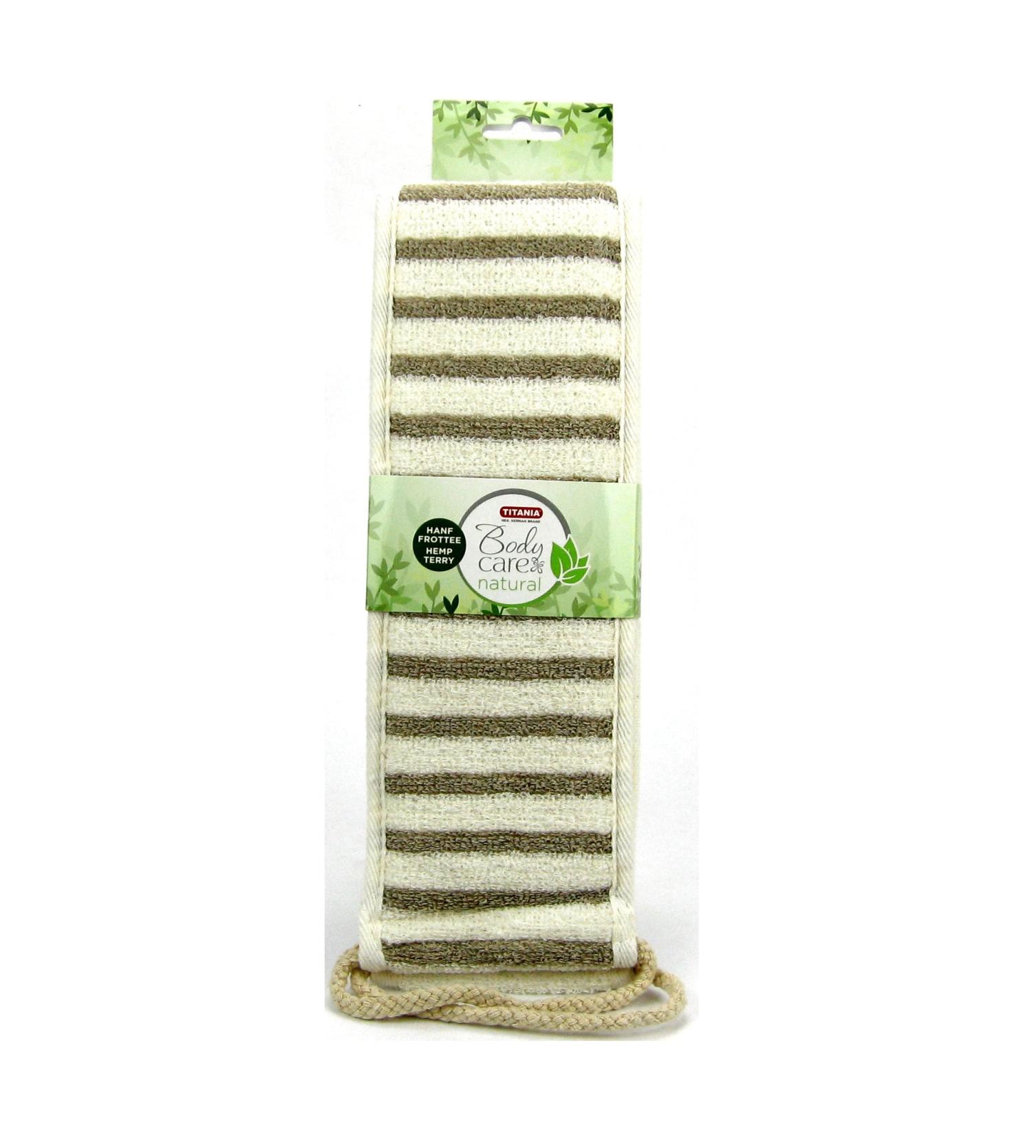 Titania back rub made of hemp and terry cloth oblong with two loops white and beige 1 piece