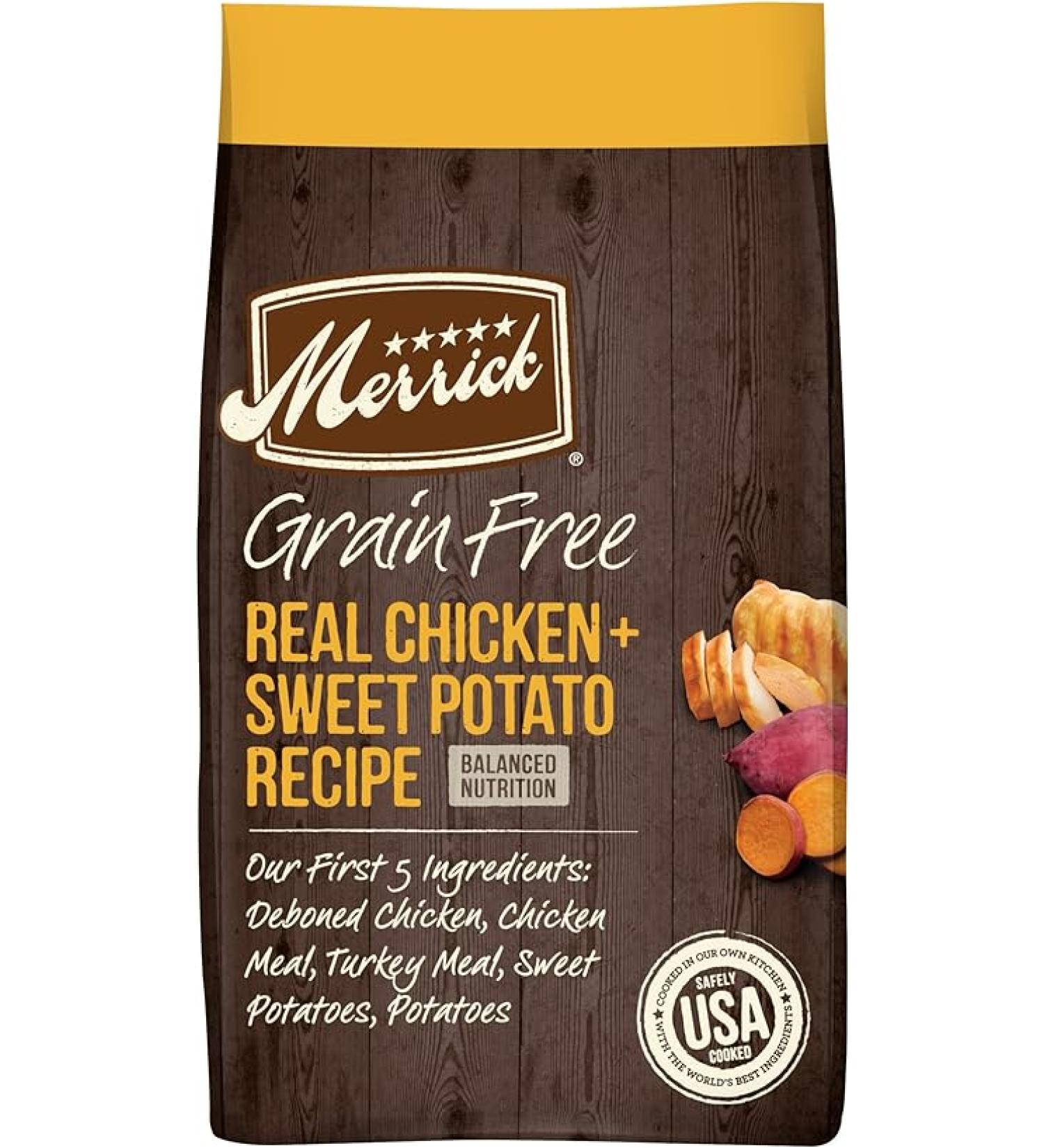 Merrick Grain Free Dry Dog Food Real Chicken & Sweet Potato Recipe - 10 lb Bag - Buy Online on GoSupps.com