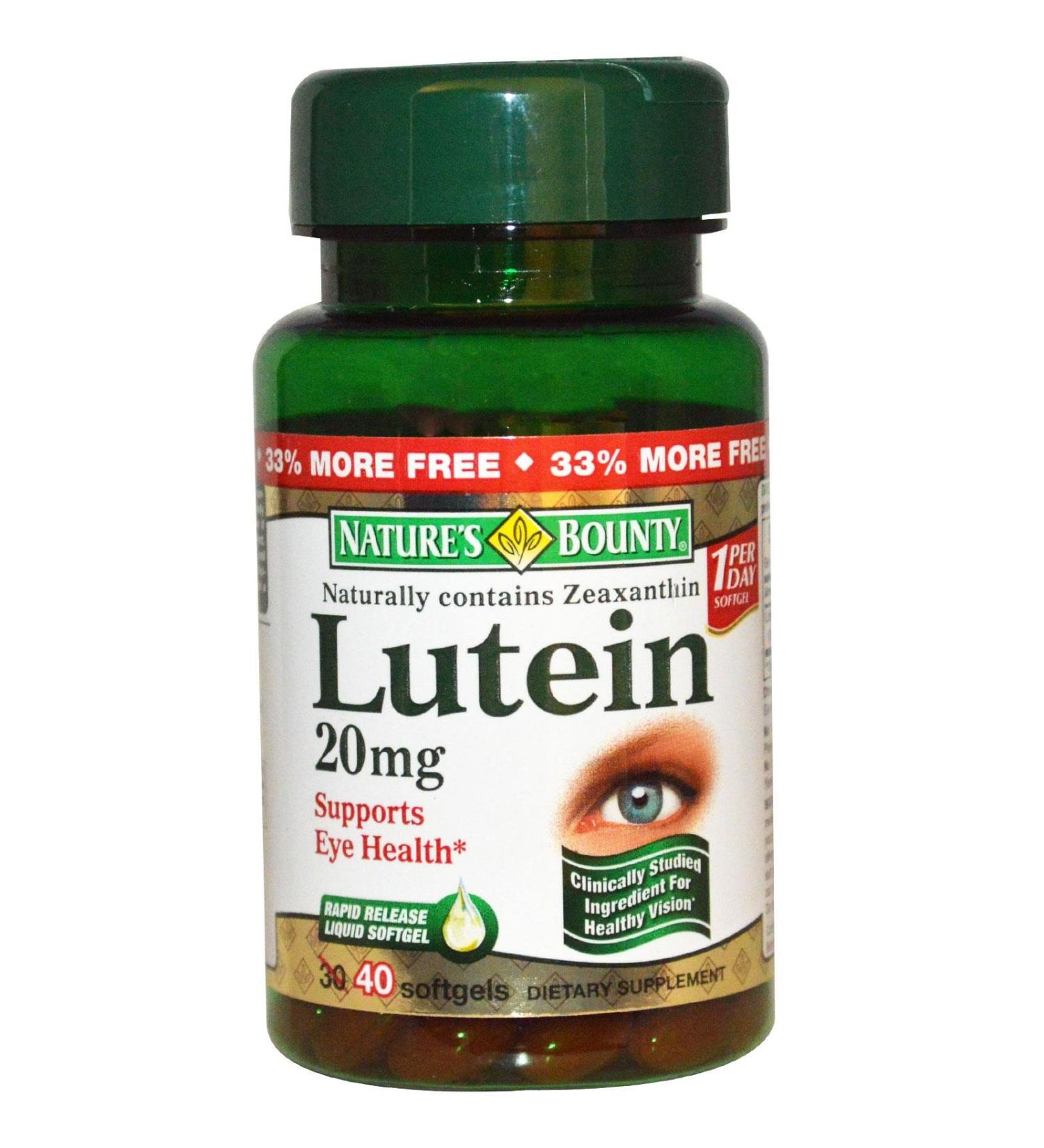 Nature's Bounty Lutein 20mg 40 Softgels (Pack of 2)