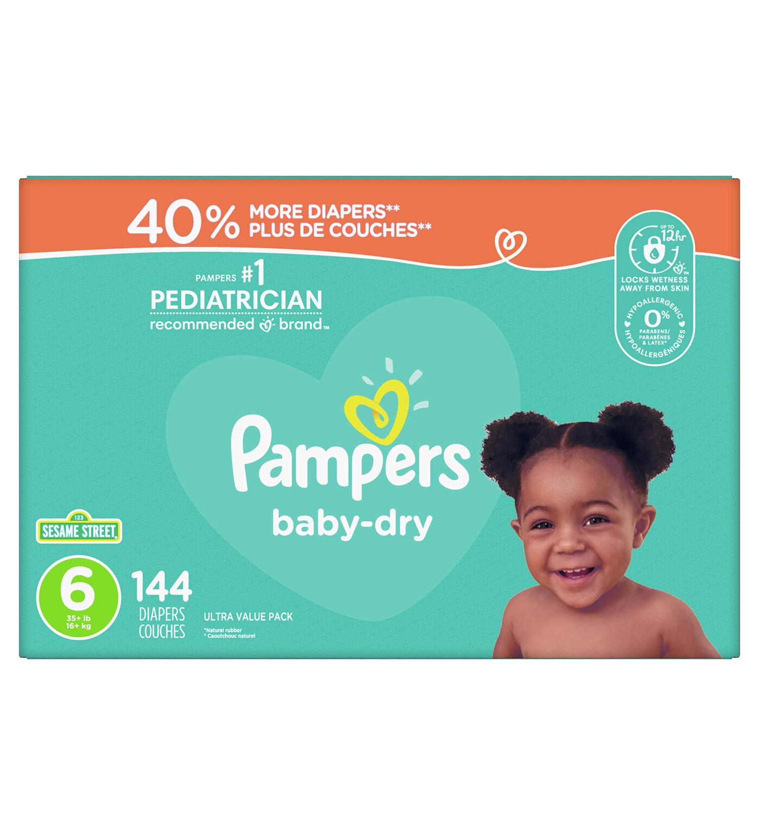Diapers Size 6 - Pampers Baby Dry Disposable Baby Diapers 144 Count Ultra Value Pack Size 6 (144 Count) Ultra Value Pack Baby Diapers - Buy Online on GoSupps.com