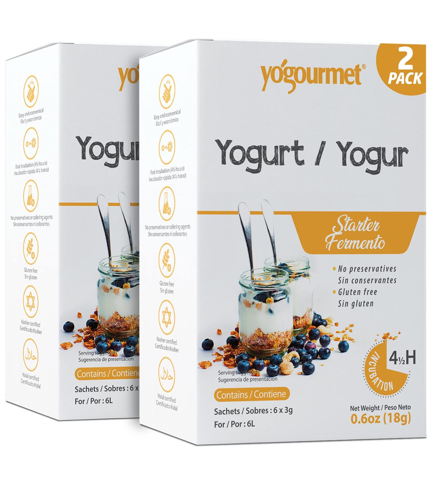 Yo Gourmet Freeze Dried Yogurt Starter - 2 Boxes (6 Packets each) - Homemade Yogurt Mix - Buy Online on GoSupps.com