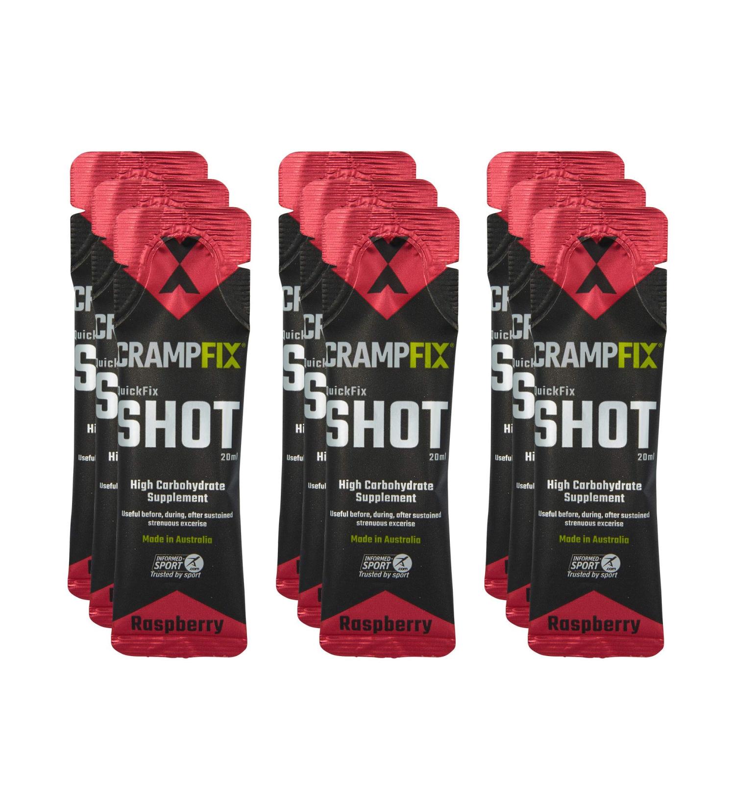 CrampFix Sports Shot  Prevents and Relieves Muscle Cramps  Leg  Calf  Hamstring Cramps  9 Pack Easy Carry Sachet Shots  All Natural Raspberry - Buy Online on GoSupps.com