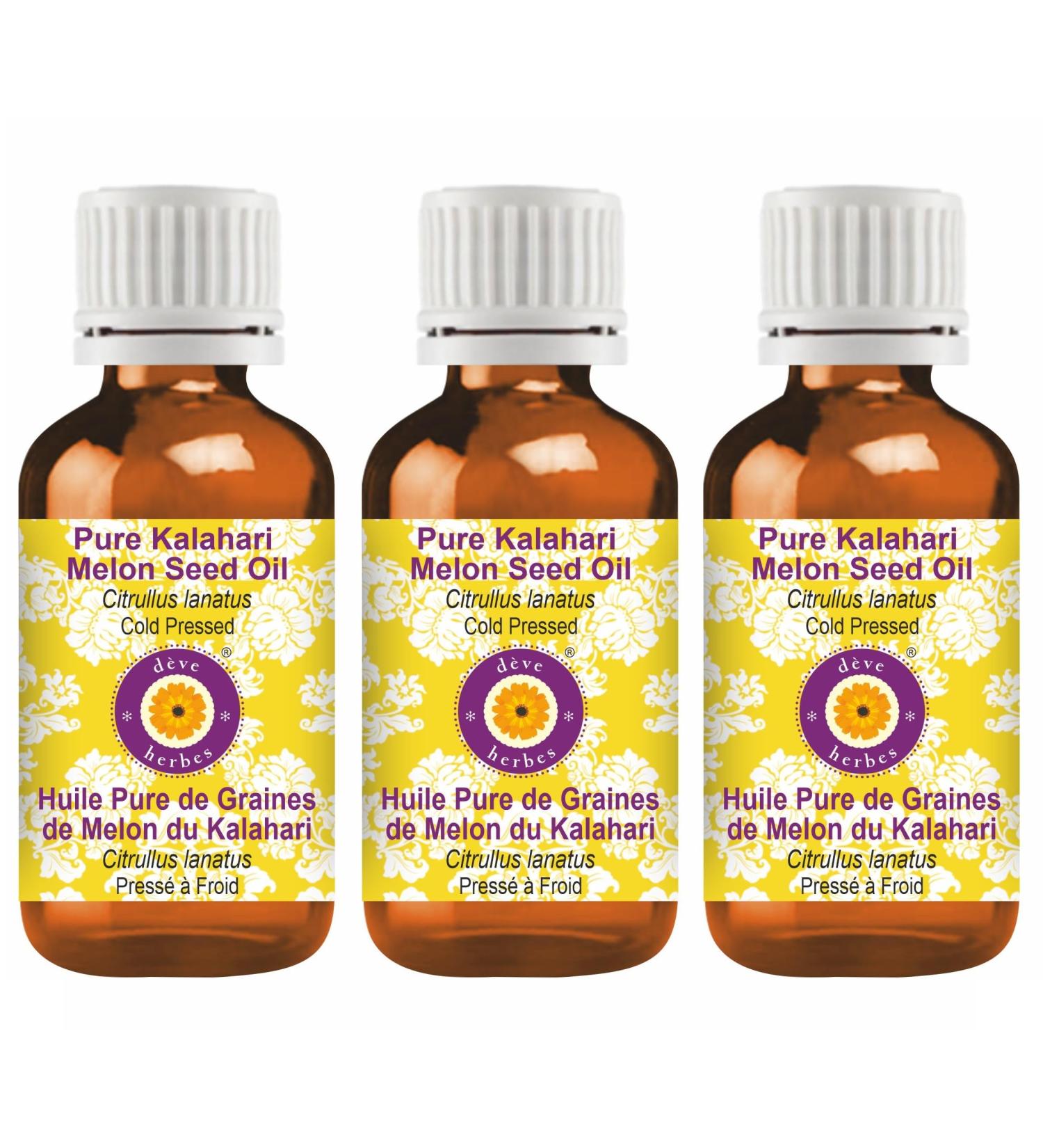 d ve herbes Pure Kalahari Melon Seed Oil (Citrullus lanatus) Cold Pressed (Pack of three) 100ml X 3 (10 oz) - Buy Online on GoSupps.com