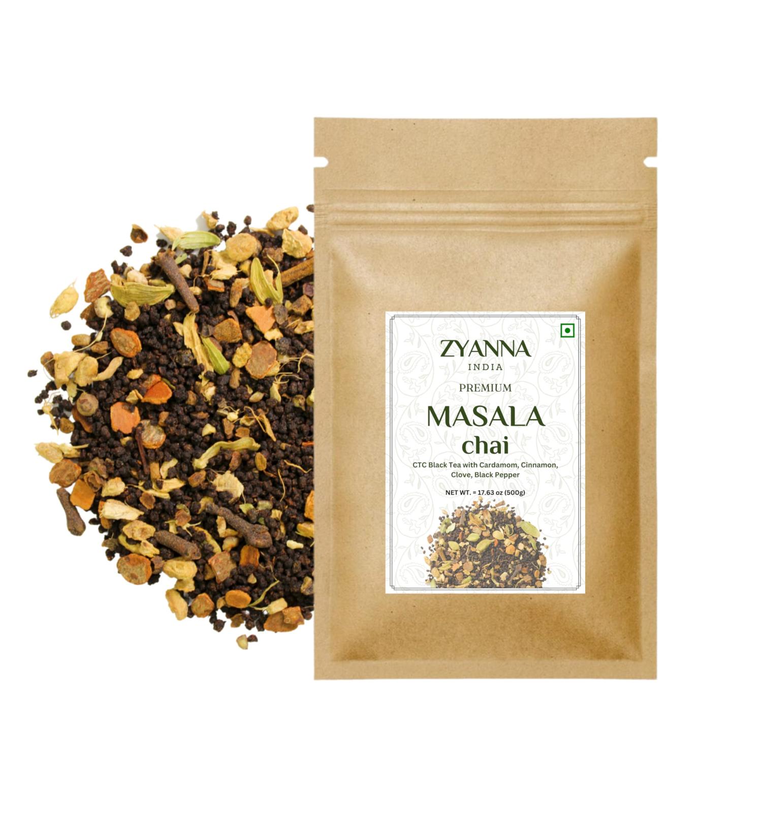 Zyanna Masala Chai Tea - Premium Assam Tea Blend with Indian Masala Spices (8.8oz - 125 Cups) - Buy Online on GoSupps.com