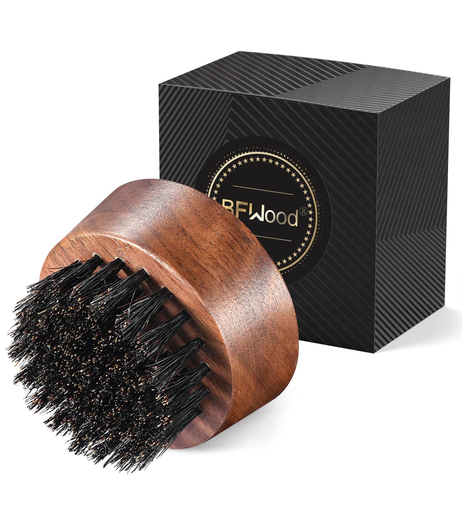BFWood Beard Brush for Men - Boar Bristles - Small Round Black Walnut Wood - Buy Online on GoSupps.com