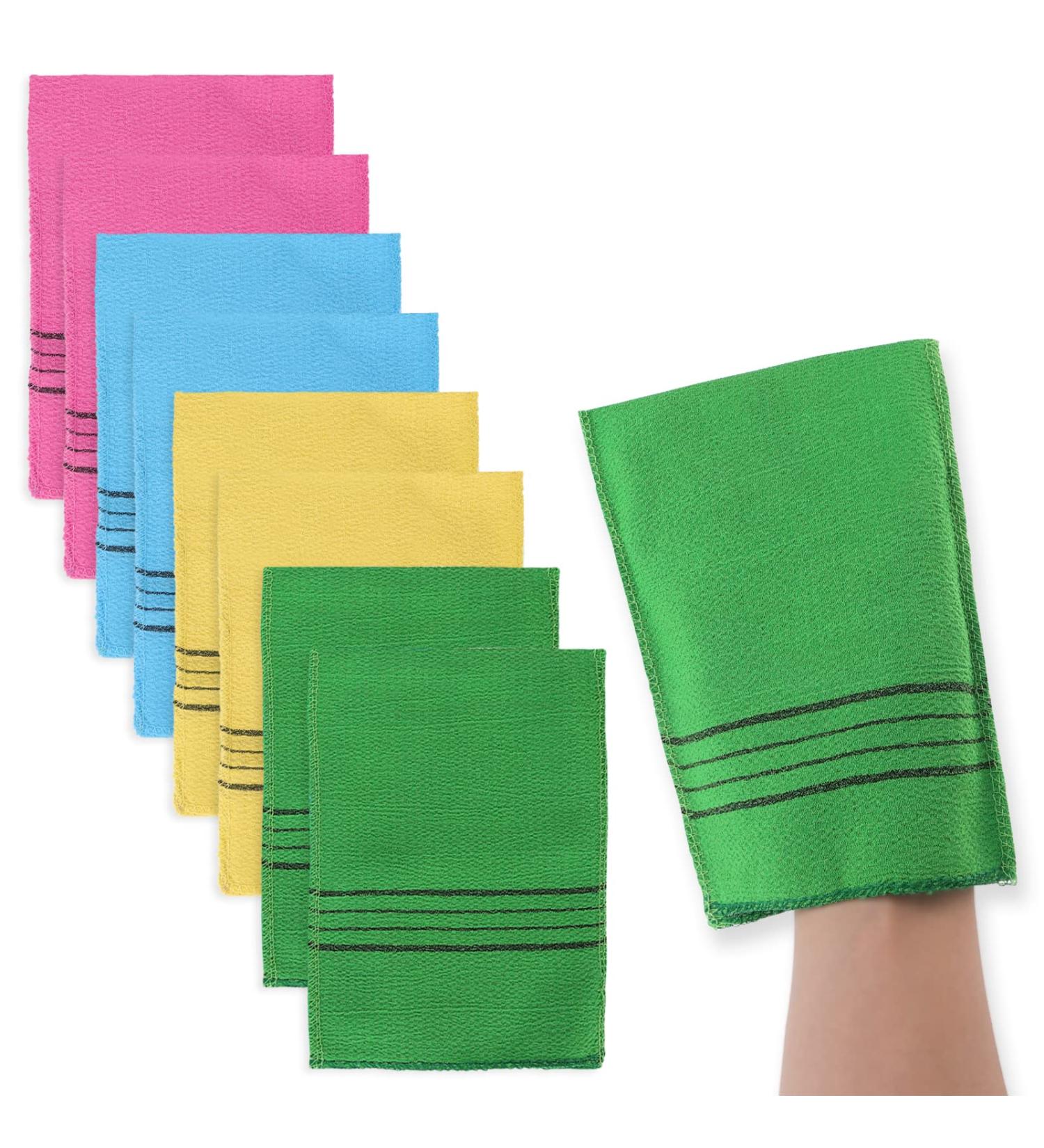 Sibba 8-Piece Korean Peeling Gloves Set | Double-Sided Luffa Scrubbing Washcloths | Skin Exfoliating Shower Accessories | International Shipping Available - Buy Online on GoSupps.com