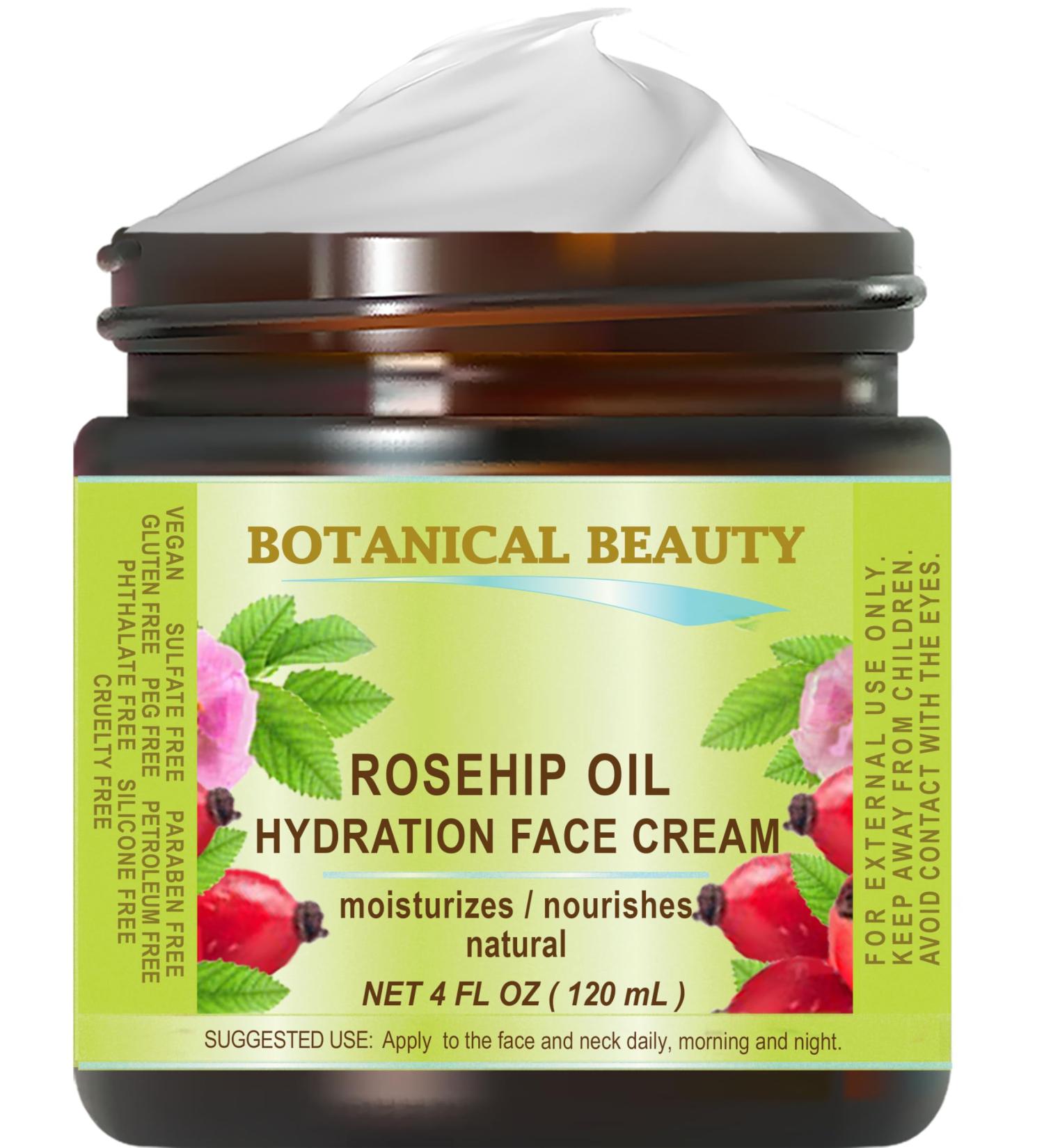 Botanical Beauty ROSEHIP OIL HYDRATION FACE CREAM. For Normal - Dry - Sensitive Skin. Moisturized and nourished 4 Fl. oz. - 120 ml. - Buy Online on GoSupps.com