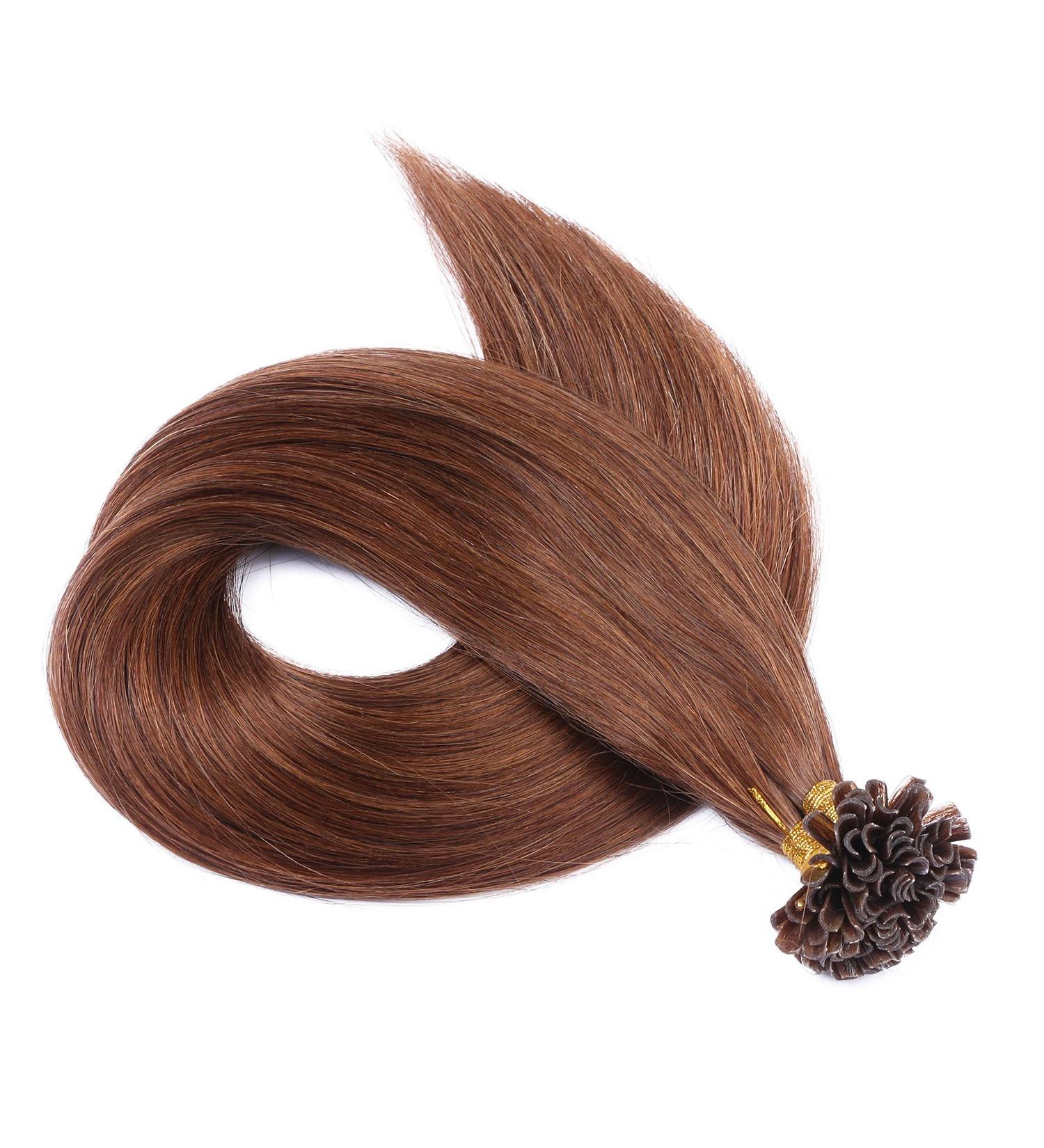 Keratin Bonding #6 Brown U-Tip Hair Extensions - 40cm 50 Strands 100% Real Hair High Quality by Novon - 50g Total Weight - Buy Online on GoSupps.com