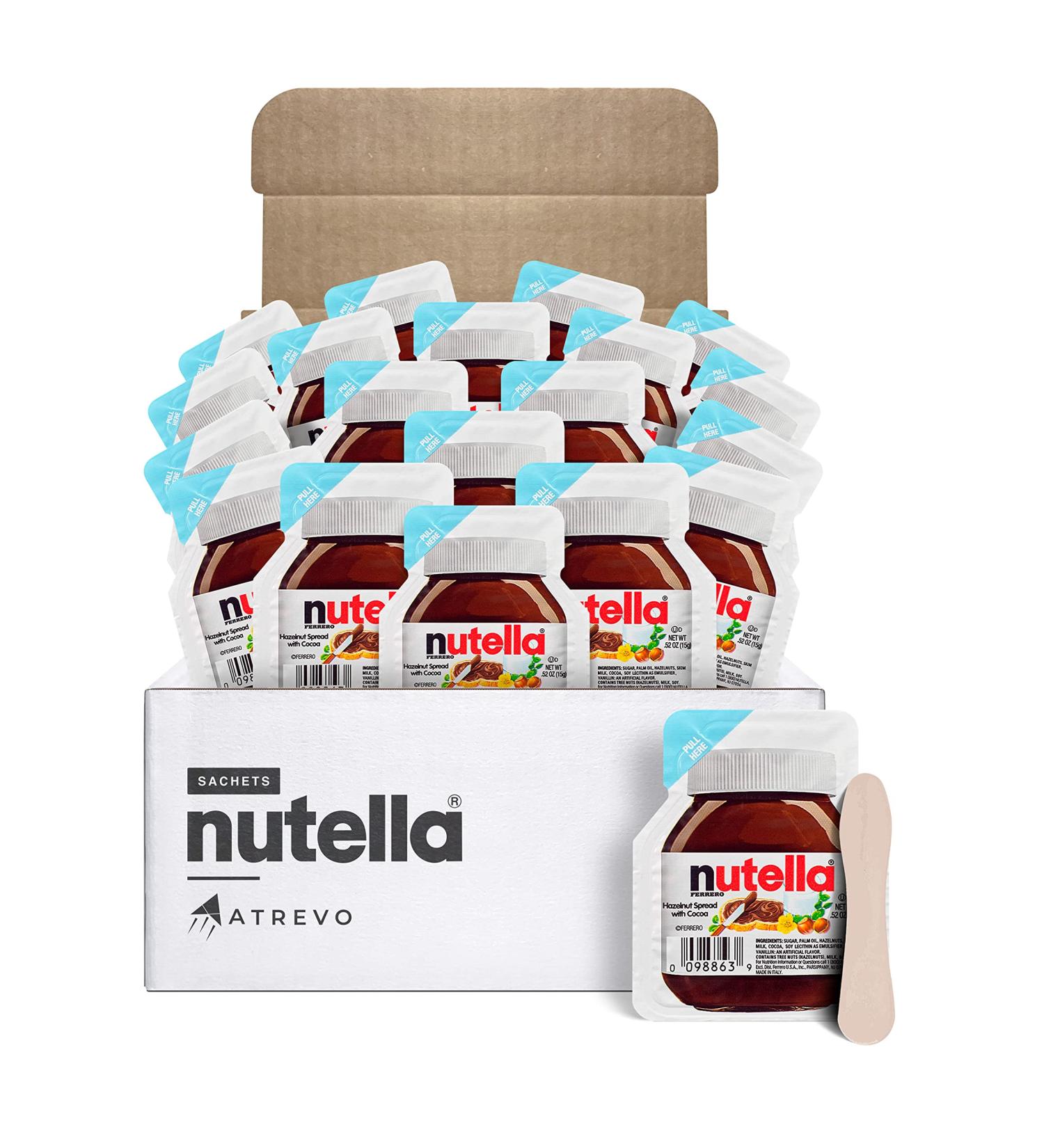 Nutella Mini Snack Pack to Go - 80 Calories per Cup, Portion Control, Eco-Friendly Spoons - Back to School Gift Box - Buy Online on GoSupps.com