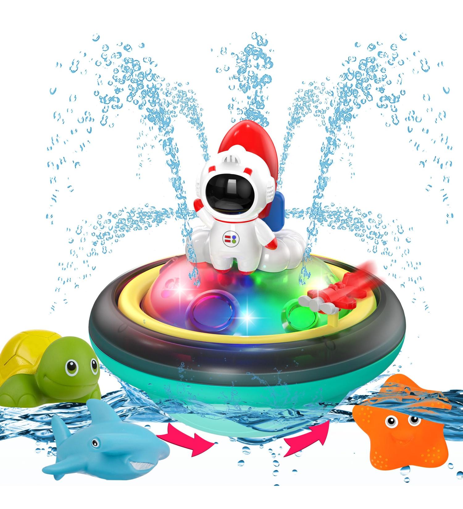 CRIOLPO Baby Bath Toy Set - Spray Water, Rotating Rocket, LED Lights - Fun Shower Toys for Toddlers - Perfect Gift for 1-5 Year Old Boys and Girls - Buy Online on GoSupps.com