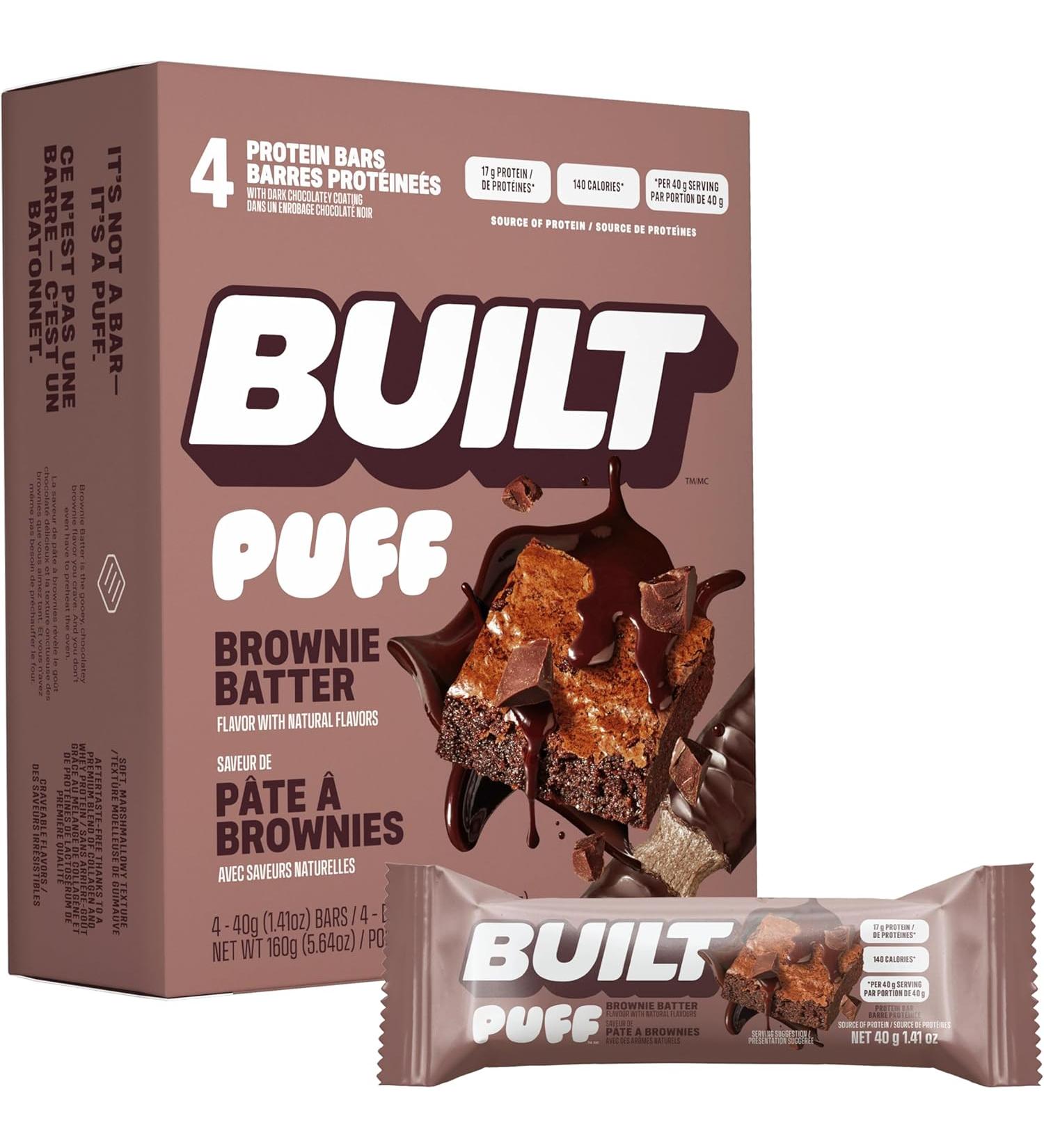 Built High Protein and Energy Puffs - Brownie Batter - Pack of 4 - 1.41 Oz. - Buy Online on GoSupps.com