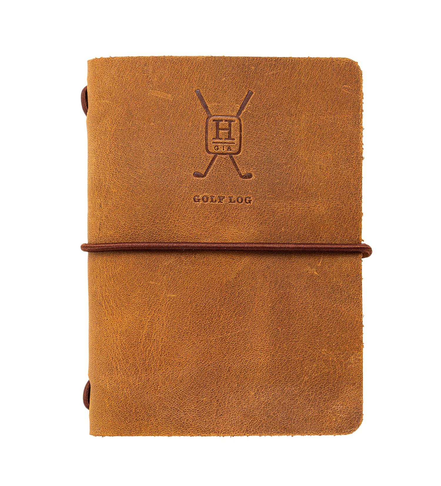 Handmade Leather Golf Log Book with Yardage Book - Refillable, Buckskin Finish - Buy Online on GoSupps.com