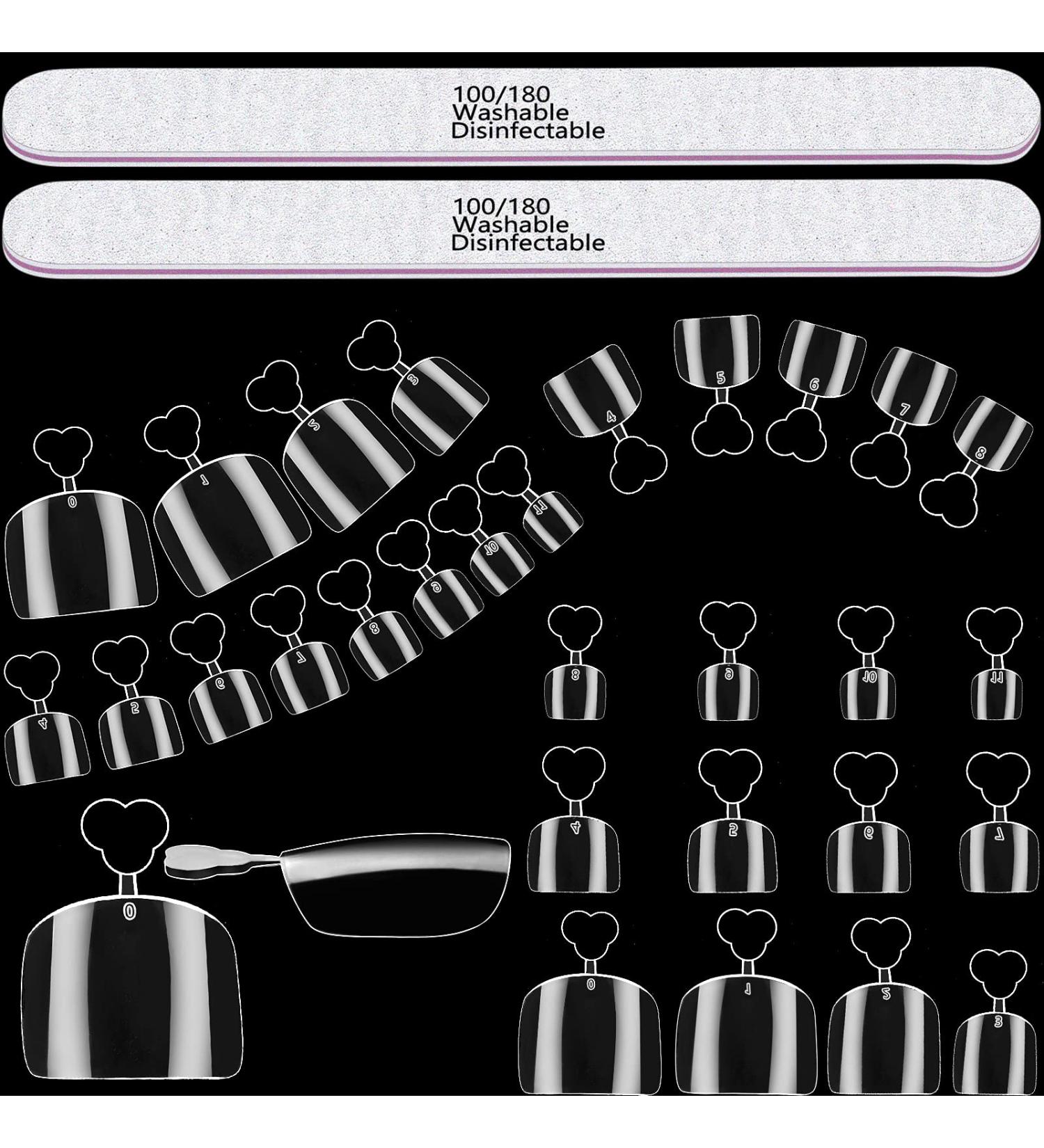 600 Pieces Square Short Acrylic False Toenails | Full Cover Press on Fake Toenail Tips with 2 Nail Files | DIY Foot Decoration for Women, Girls (Transparent) - Buy Online on GoSupps.com