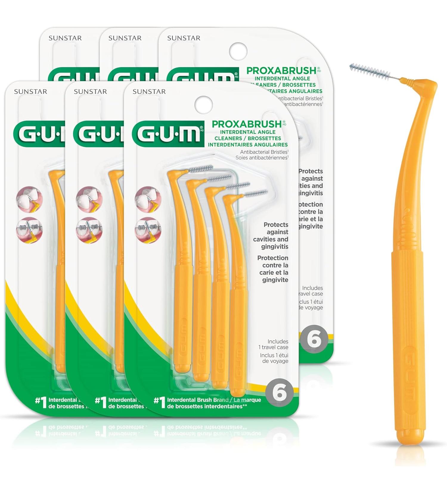 GUM Proxabrush Angled Reusable Interdental Cleaners - Yellow - Pack of 36 - Buy Online on GoSupps.com