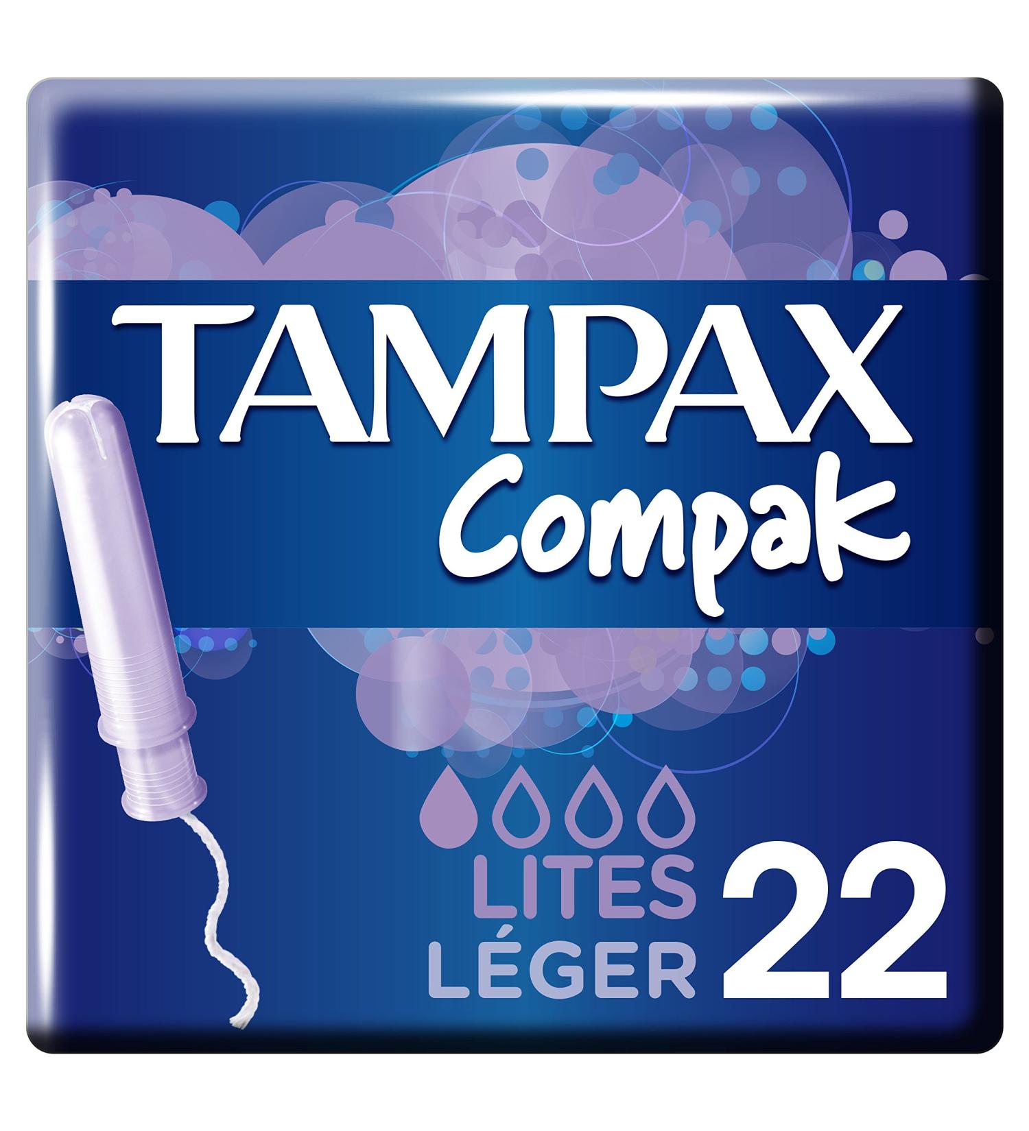 Tampax Compak Light Tampons with plastic applicator 22 pieces 3 packs