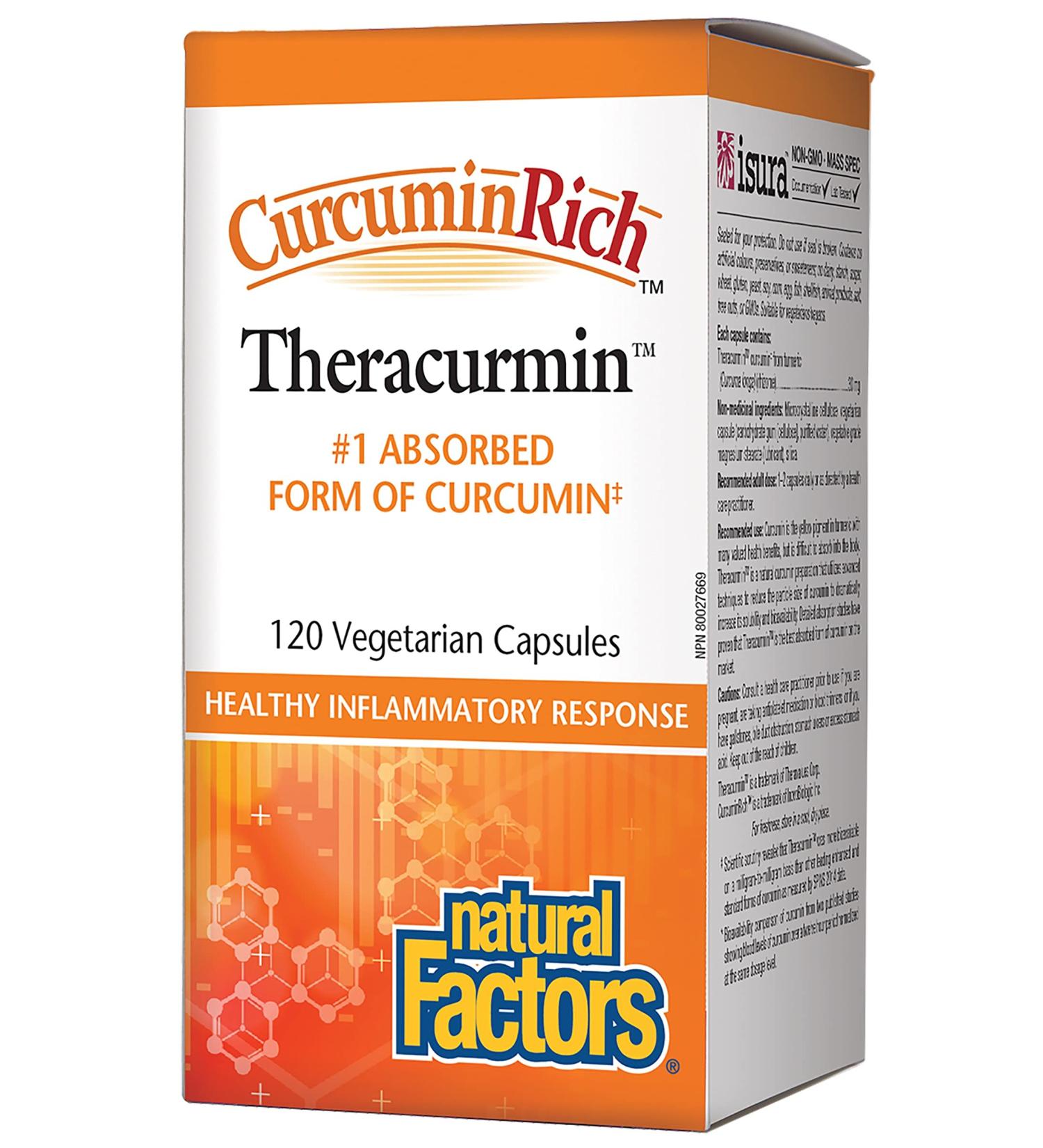 Natural Factors CurcuminRich Theracurmin - 120 Vegetarian Capsules for Optimal Health - Buy Online on GoSupps.com