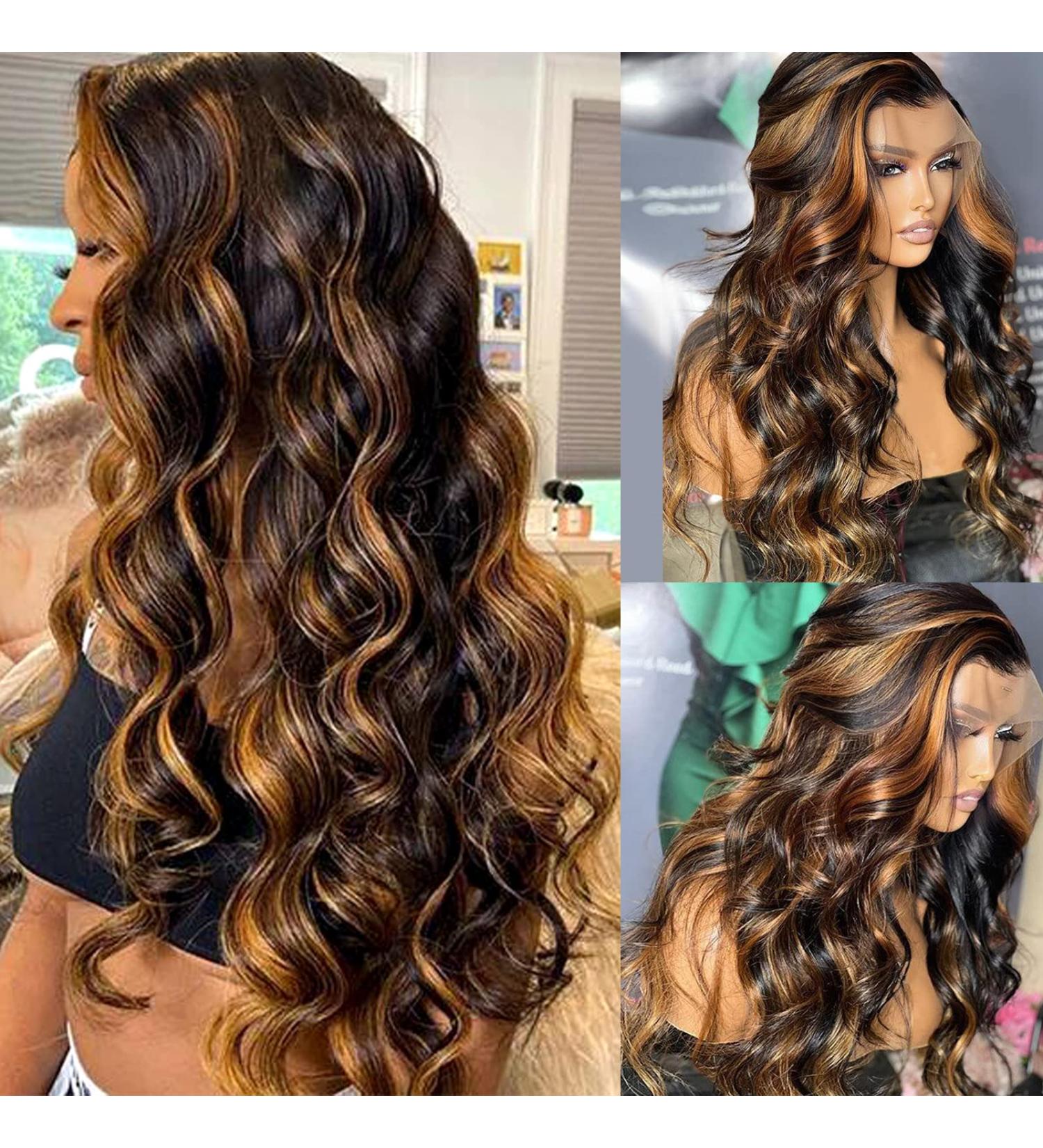 Arabella 24 Ombre Lace Front Wig Human Hair 1B/30 Honey Blonde 13x4 HD Transparent Pre Plucked Colored 24 Inch Body Wave 180% Density - Buy Online on GoSupps.com