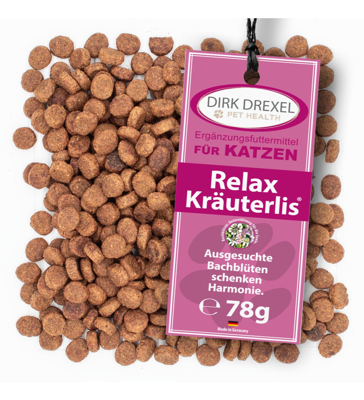 Dirk Drexel Relax Herbal for Cats - 78g | Reduce Fear & Stress with Bach Flowers | Inner Peace & Harmonization | 3-Month Cure - Buy Online on GoSupps.com