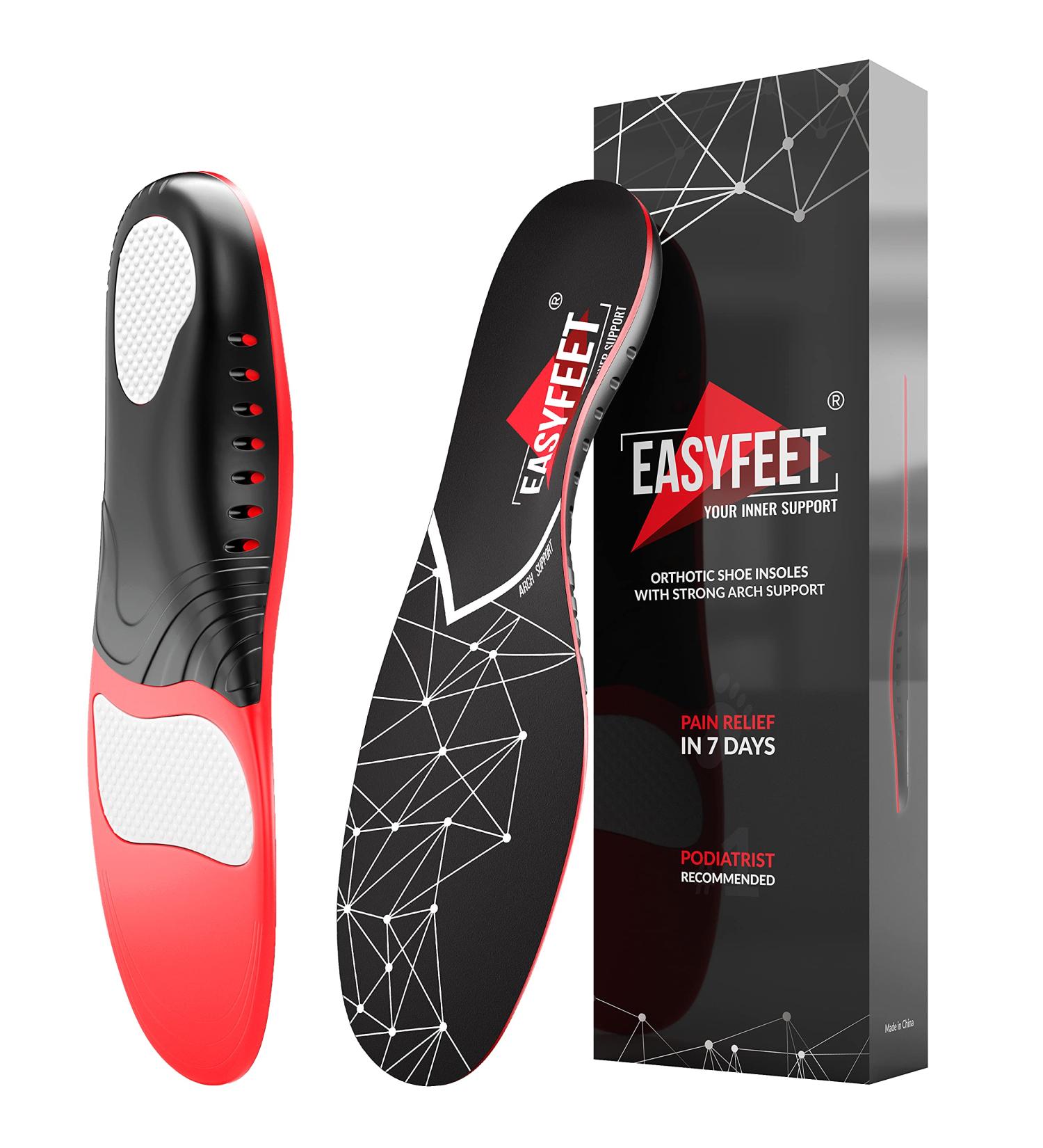 Plantar Fasciitis Arch Support Insoles - Orthotic Inserts for Men and Women - Gel Shoe Inserts for Flat Feet and Arch Pain - Running Athletic Shoe Insoles - Black, Size M - Buy Online on GoSupps.com