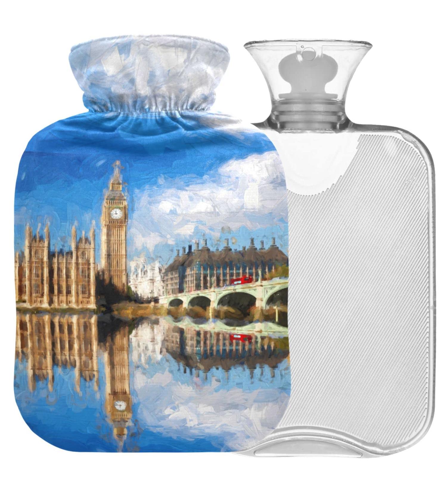 Naanle Watercolor Hot Water Bottle 2L with Cover - Large Transparent Heater for Bed Hand & Foot Pain Relief | Heat & Cold Therapy - Buy Online on GoSupps.com