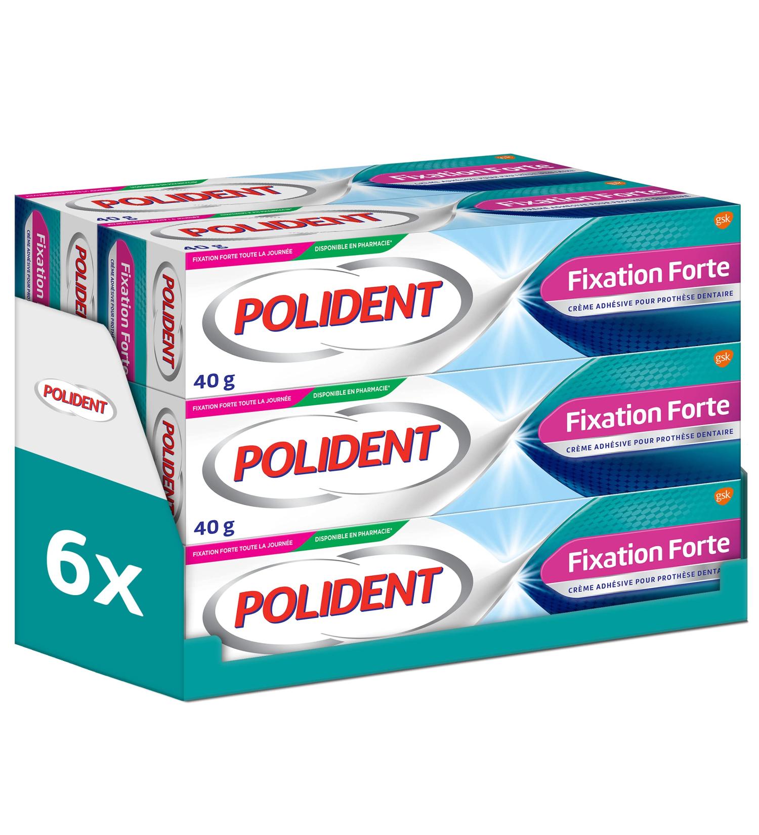 Polident Cr me fixative Forte Toute La Journ e Pour Proth ses Dentaires Partielles ou Compl tes lot de 6x40g - Buy Online on GoSupps.com