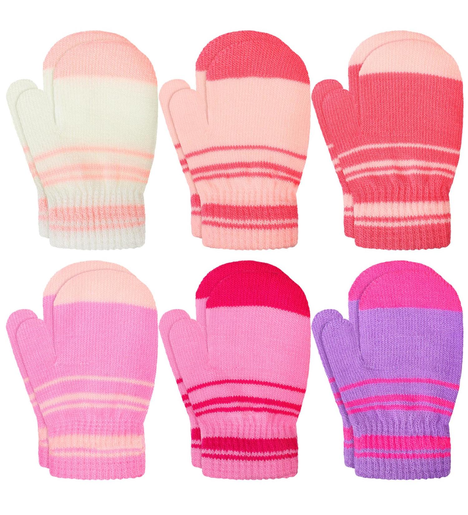 6 Pairs Kids Winter Gloves - Warm Knitted Mittens for 1-4 Years | Colorful Stretch Baby Gloves - Buy Online on GoSupps.com