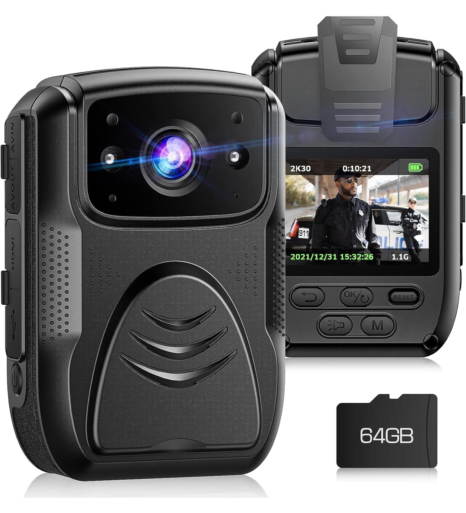 LAMTTO 4K Police Body Cam WiFi | 64GB SD Card | GPS | IP65 Waterproof | Infrared Night Vision | 4000 mAh Portable Security Camera - Buy Online on GoSupps.com