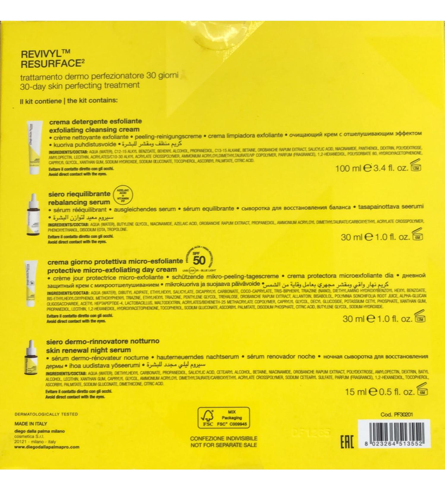 Diego dalla Palma Professional Revivyl Resurface 30 days skin refinement treatment set for discromia and acne scars