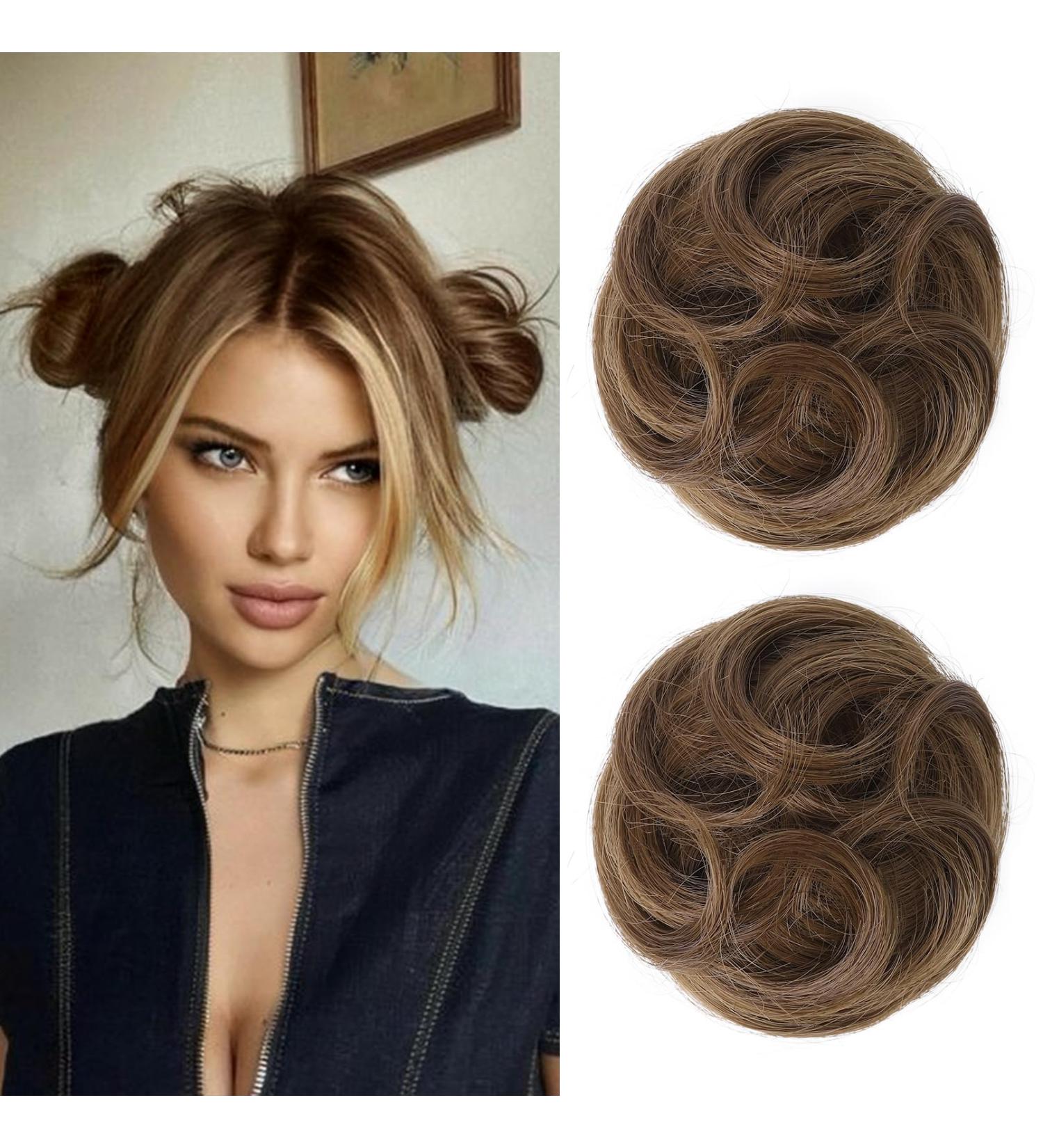 REECHO 2 PCS Mini Claw Clip in Messy & Cat Ears Hair Bun Extensions Wig Accessory Updo Hairpieces for Women Girls (Pack of 2-3.5" Wavy Light Chocolate Brown) Pack of 2 - 3.5" Wavy Light Chocolate Brown - Buy Online on GoSupps.com