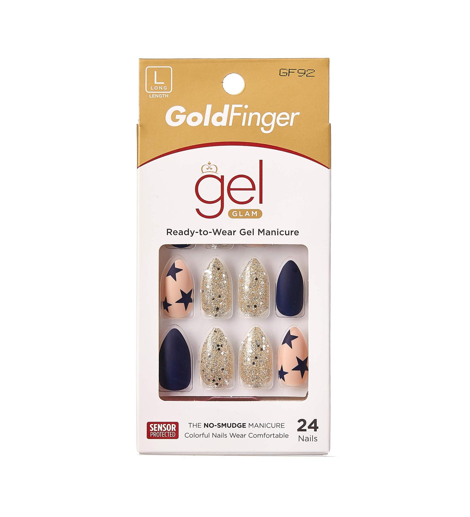 Gold Finger Full Cover Gel Nails - Ready to Wear Long Manicure - Glamorous Gel Finish - Buy Online on GoSupps.com