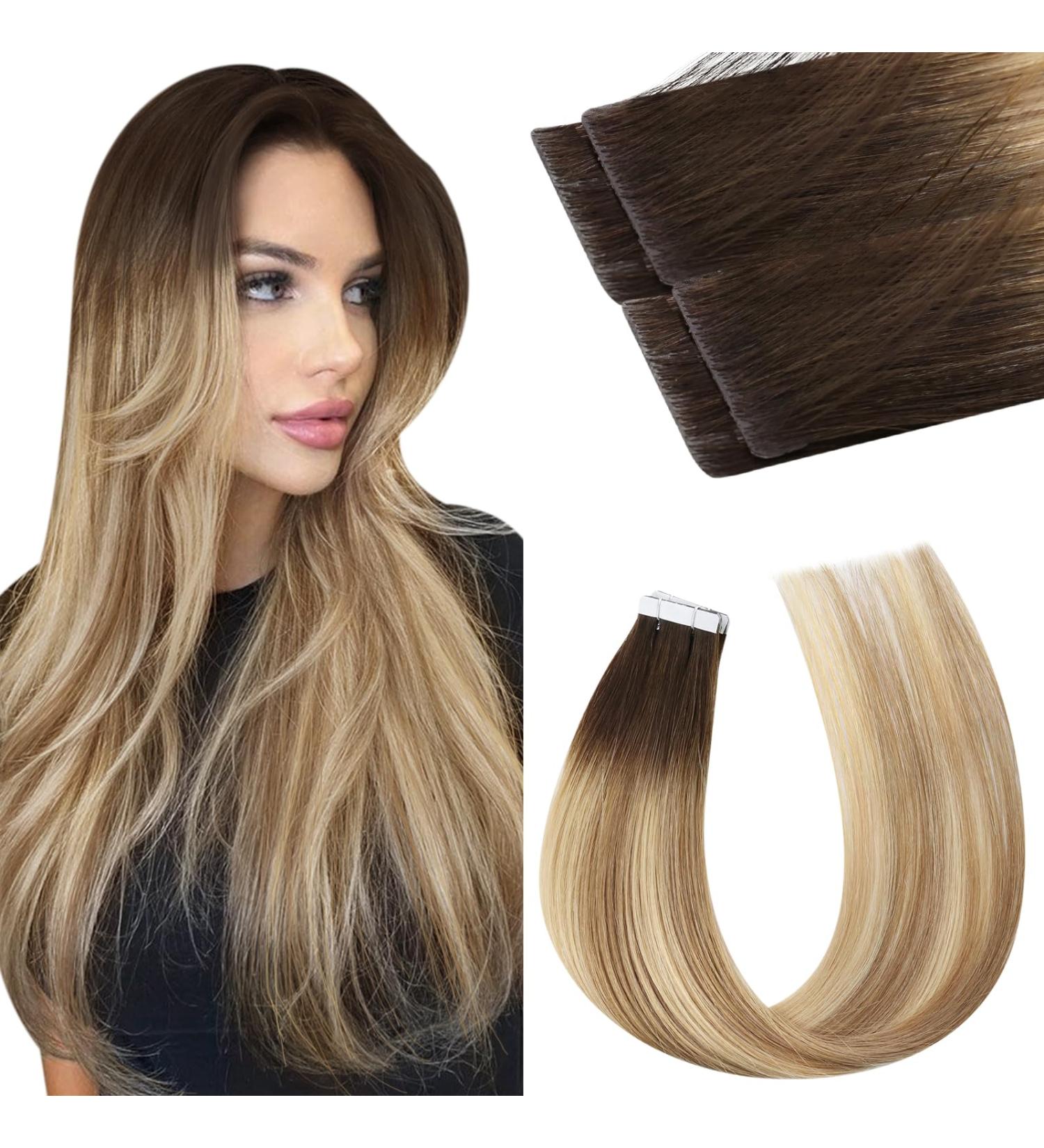 Shop Moresoo Virgin Tape In Extensions | Real Hair Remy Invisible Extensions - #3/8/22 5 Pieces 10g 40cm - Buy Online on GoSupps.com