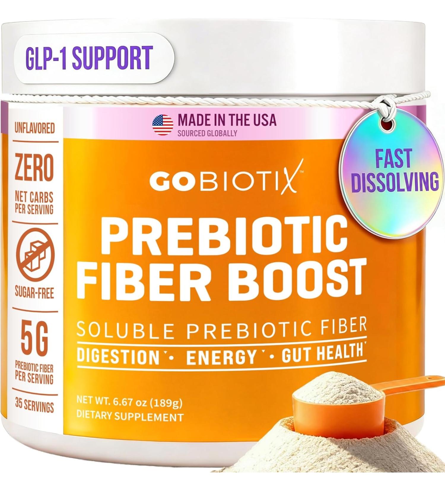 GoBiotix Prebiotic Fiber Boost Powder - Supports Healthy Gut & Digestive Regularity | 189g - Buy Online on GoSupps.com
