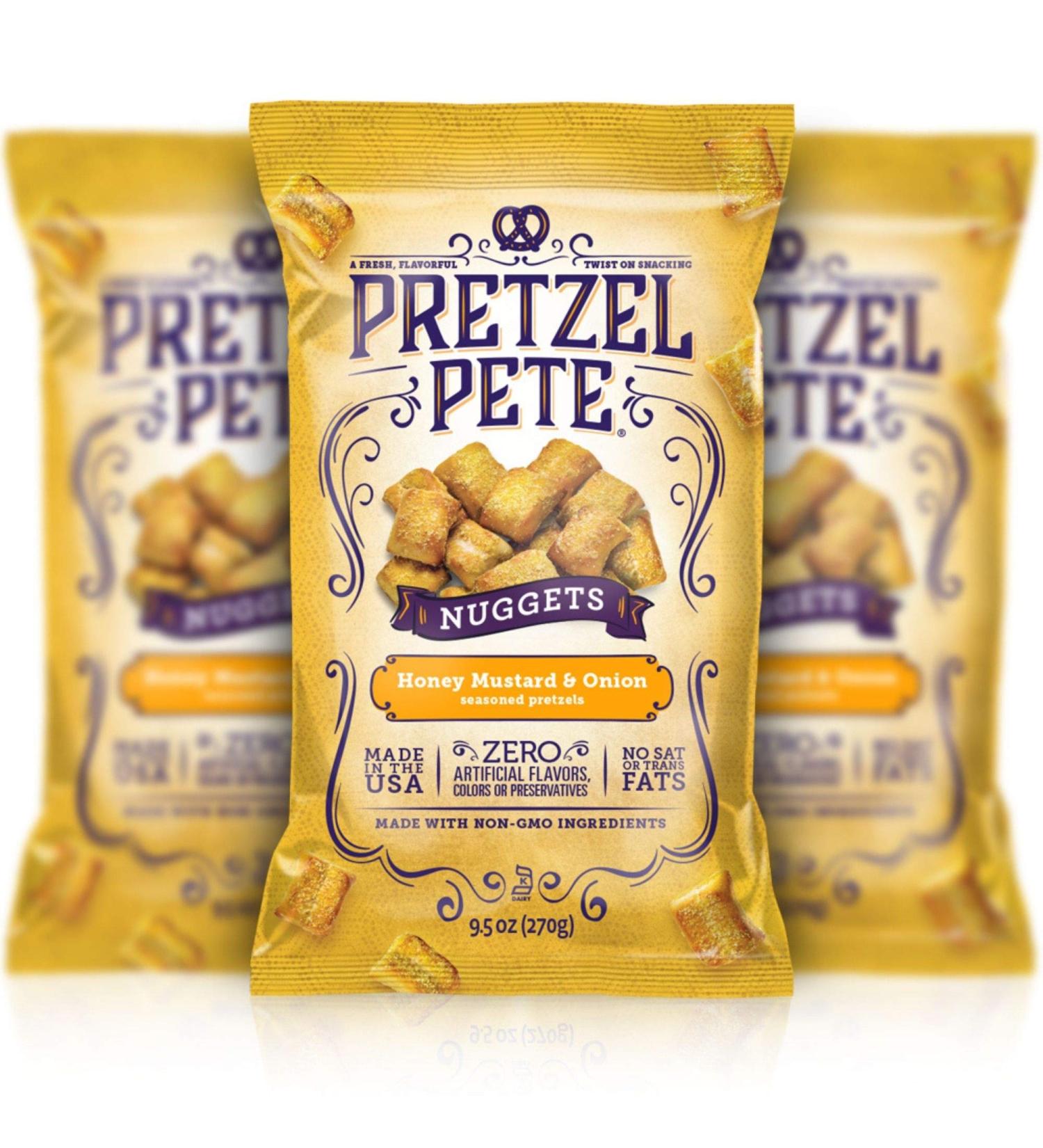 Pretzel Pete Honey Mustard & Onion Pretzel Nuggets 9.5oz (3 Pack) - Non-GMO, Small Batch, Bold Flavor - Buy Online on GoSupps.com