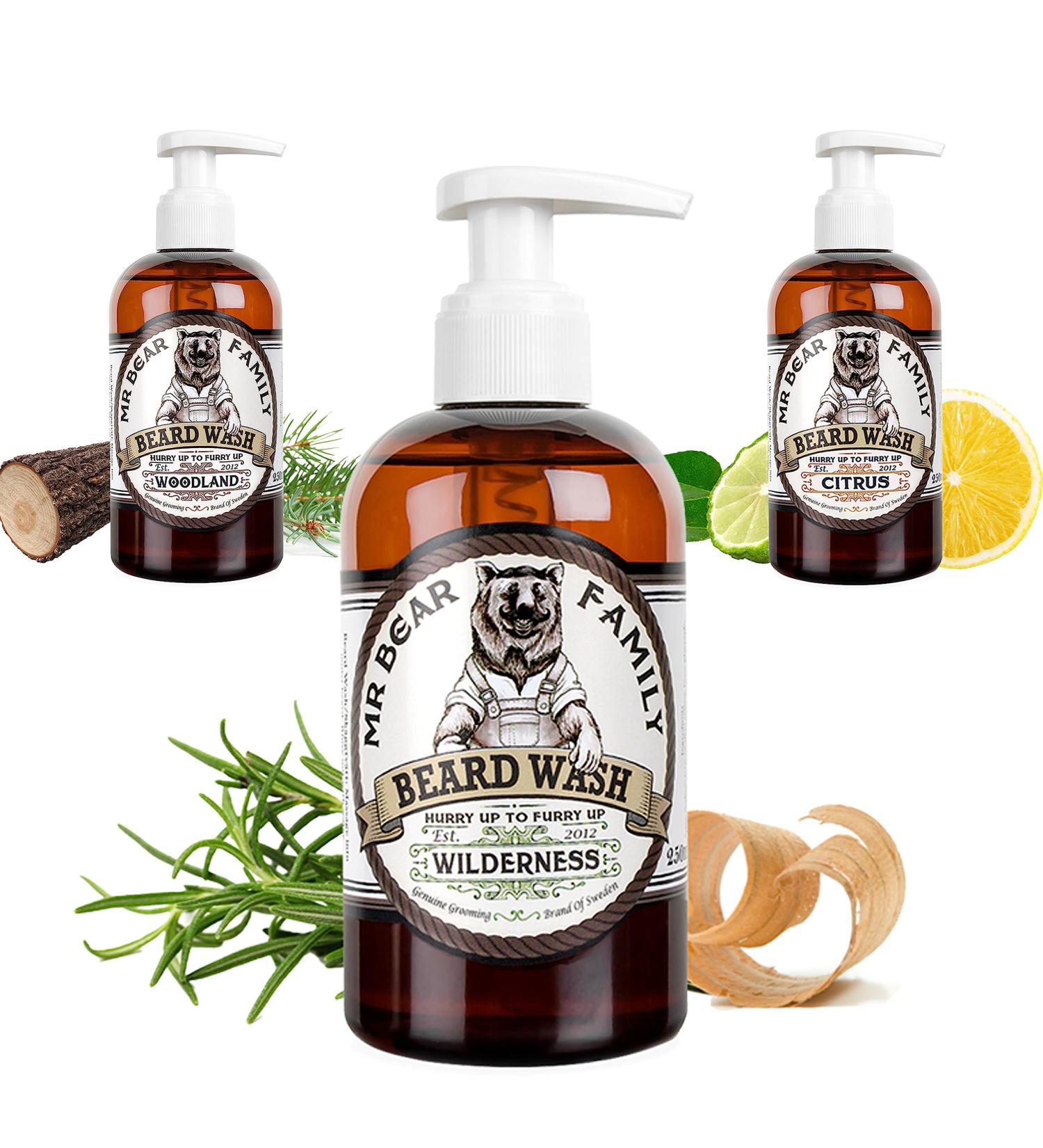 MR Bear Family Natural Beard Shampoo for Men 250ml - Wilderness | 2-in-1 Bar Soap & Conditioner for Fuller Healthier Beards - Buy Online on GoSupps.com