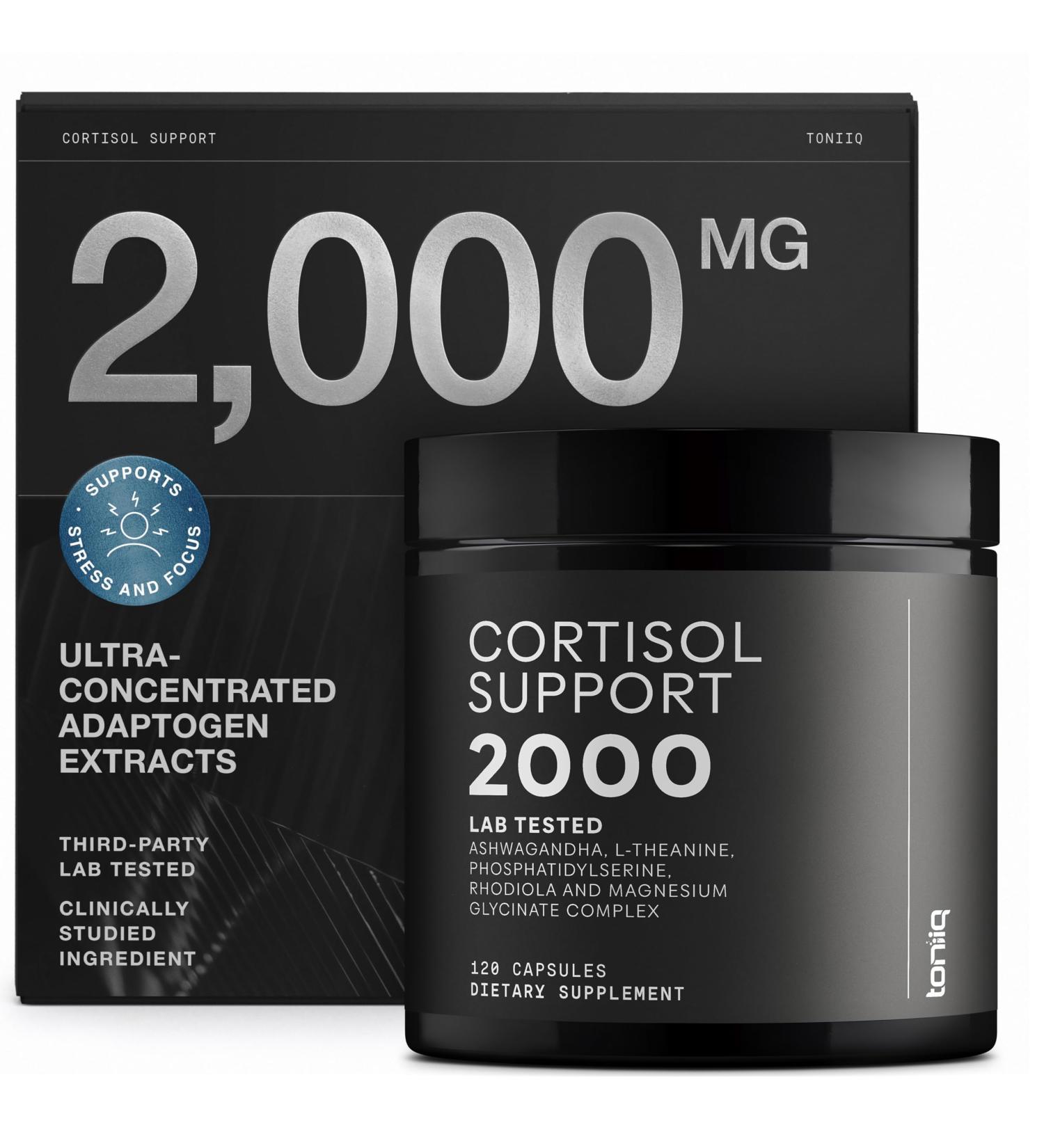 Cortisol Supplements for Women and Men 23,000mg Herbal Equivalent with 25% Withanolides Ashwagandha & 3% Rosavins Rhodiola 2000mg Extract Third-Party Tested 120 Capsules - Buy Online on GoSupps.com