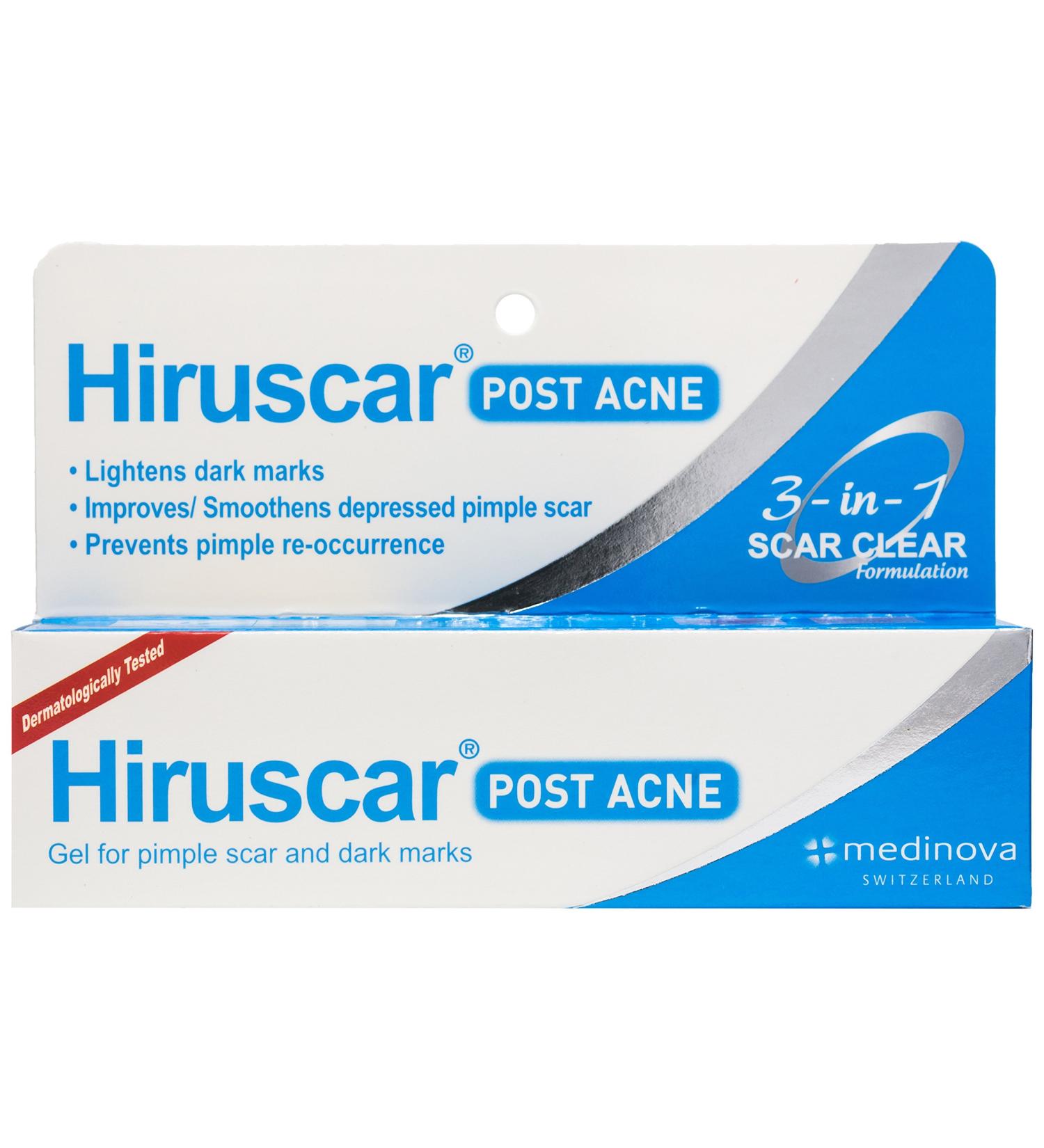 Hiruscar Postacne Gel 10g - Anti Acne Scar, Dark Spots, Pimples Inflammation Treatment - Buy Online on GoSupps.com