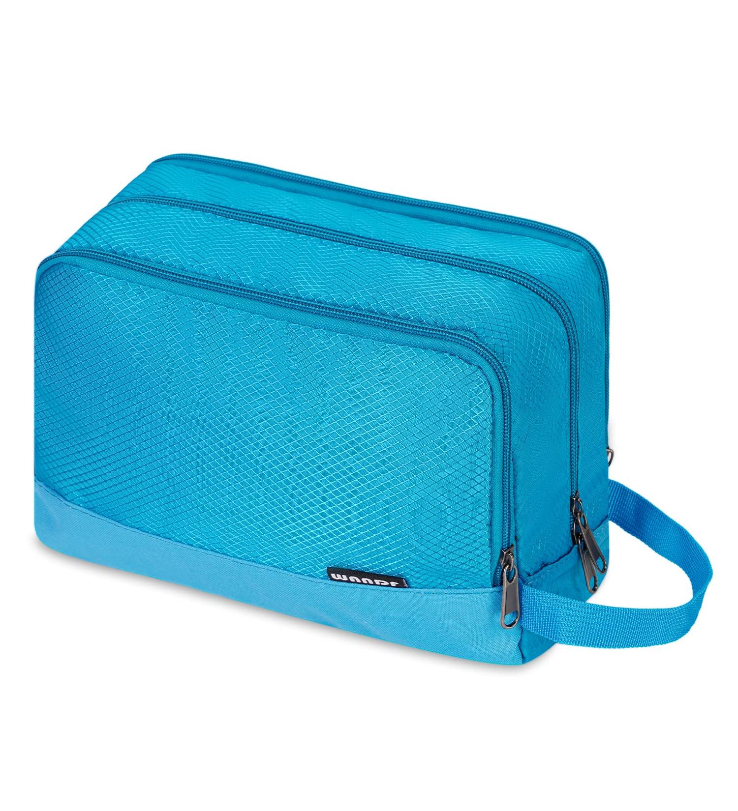WANDF Water-Resistant Nylon Toiletry Bag - Lightweight Dopp Kit for Men and Women - A-Pure Blue - Buy Online on GoSupps.com
