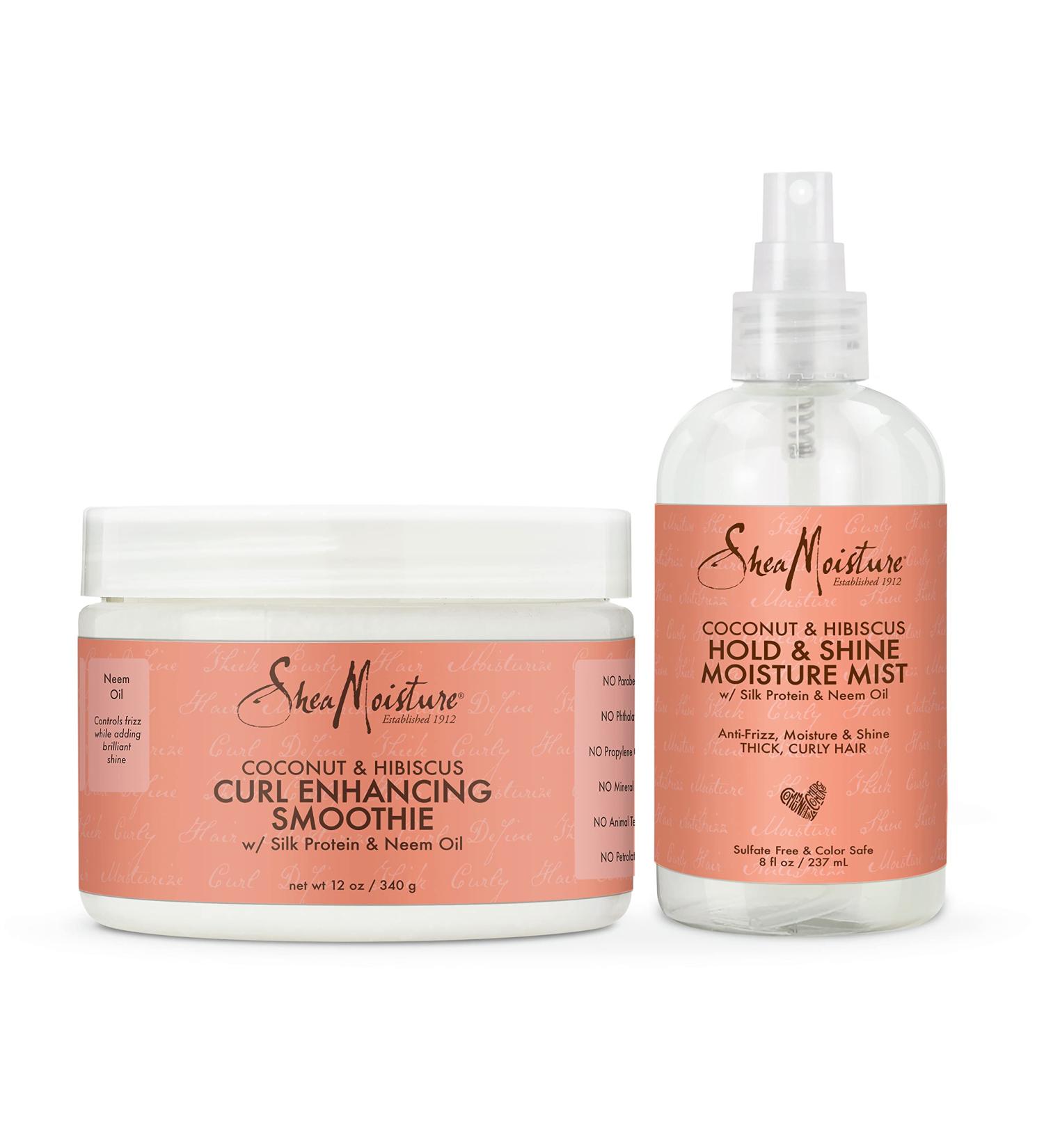 SheaMoisture Coconut & Hibiscus Curling Cream Bundle - 12oz & 8oz | Styling Cream for Curly and Frizzy Hair | Natural Hair Care - Buy Online on GoSupps.com