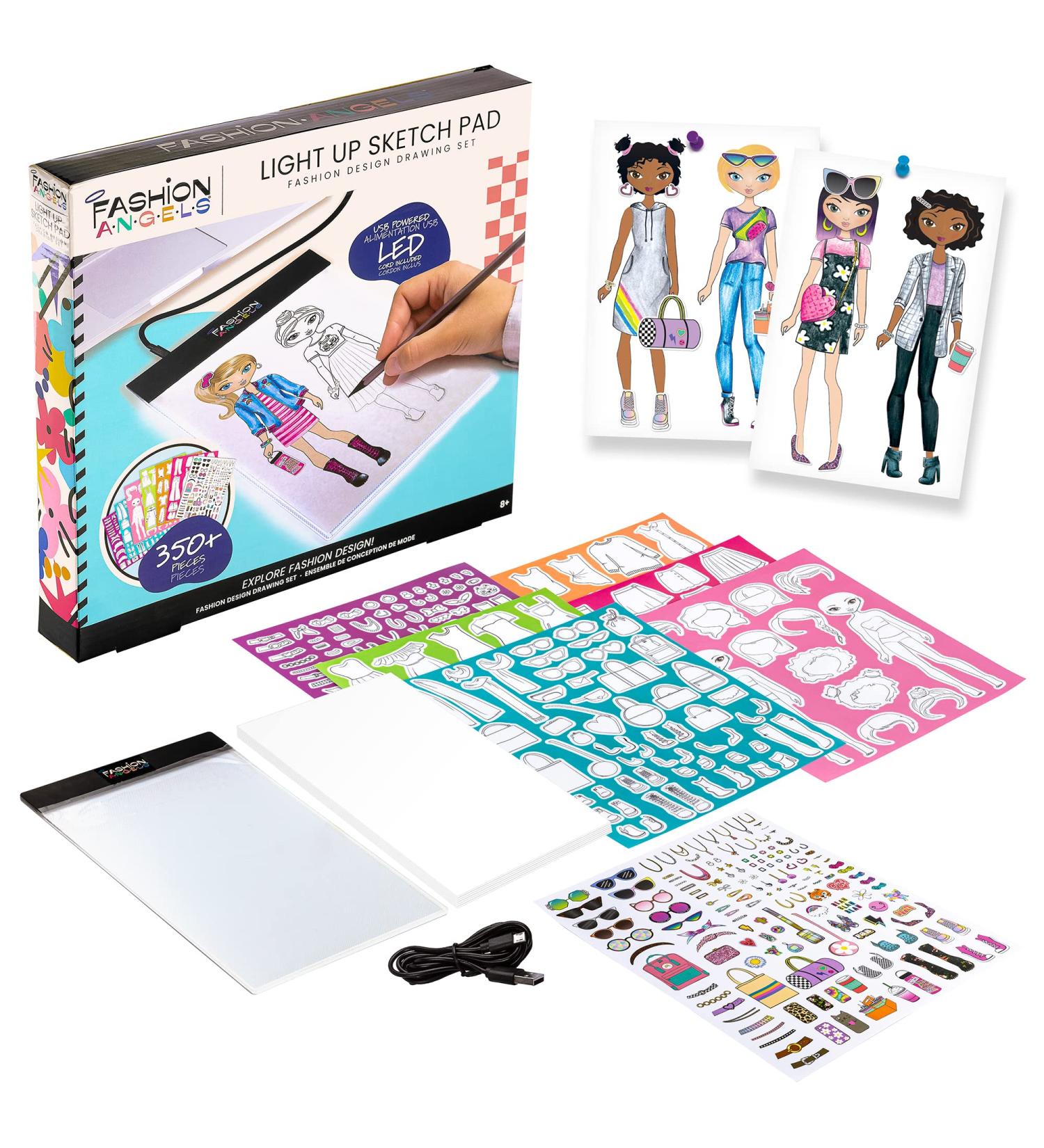 Fashion Angels Light Up Sketch Pad 12521 with USB Tablet, Stencils, and Stickers - Ideal for Ages 8 - Buy Online on GoSupps.com