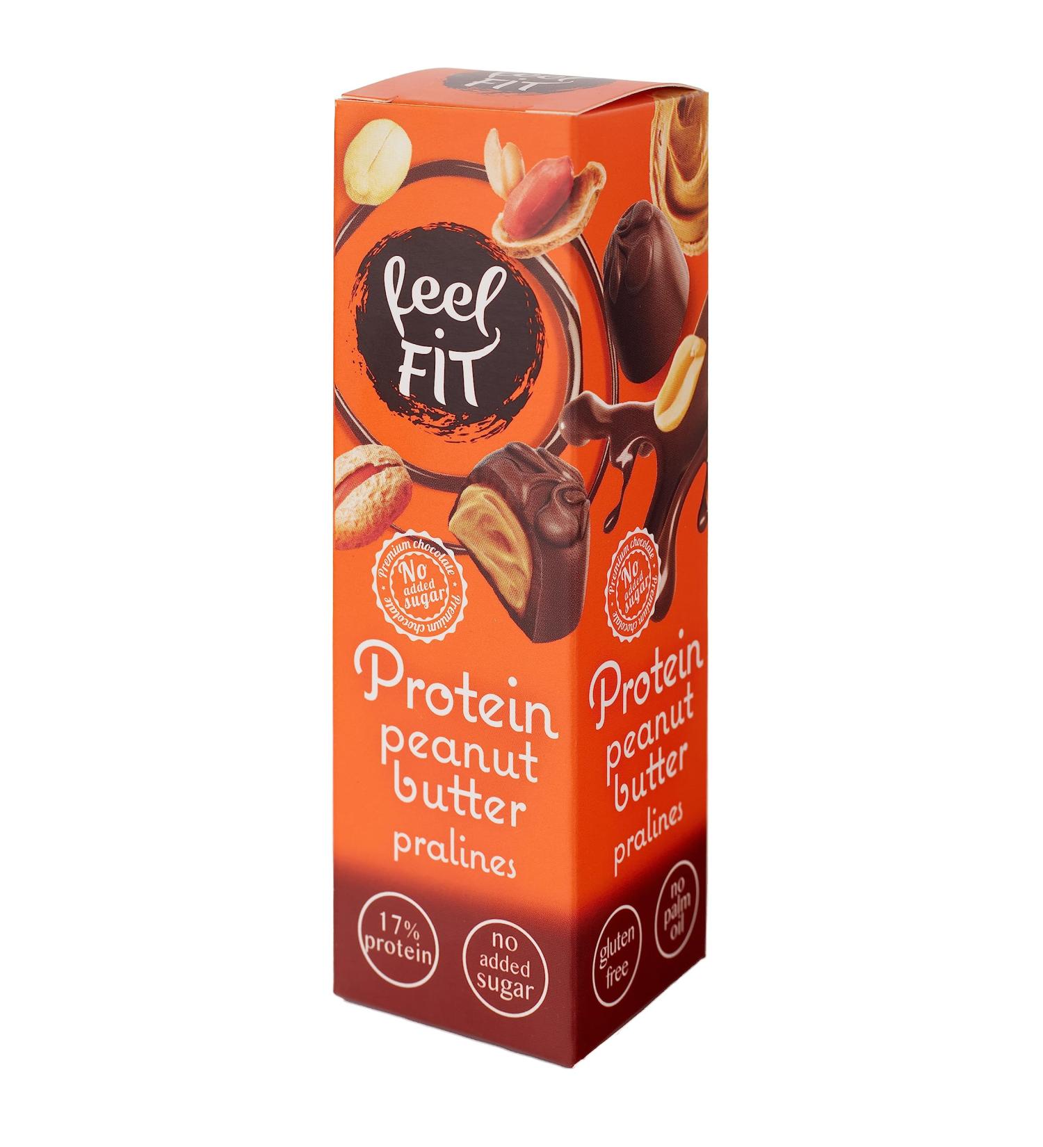 Feel Fit Chocolates with Peanut Butter - Sugar-Free Belgian Milk Chocolate 24-Pack 17% Protein & Gluten-Free Snacks - Buy Online on GoSupps.com